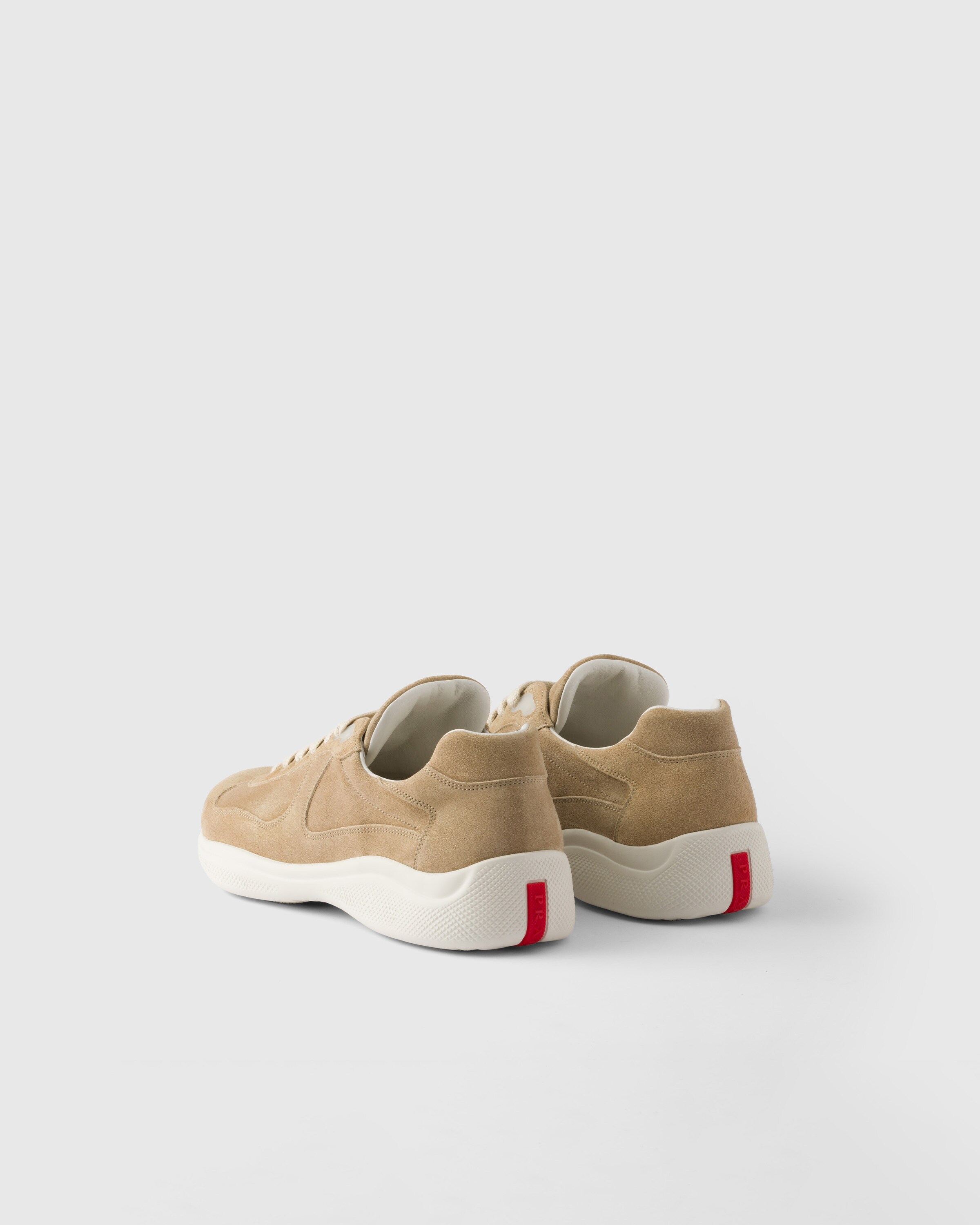 Ecru Prada America's Cup suede sneakers | PRADA