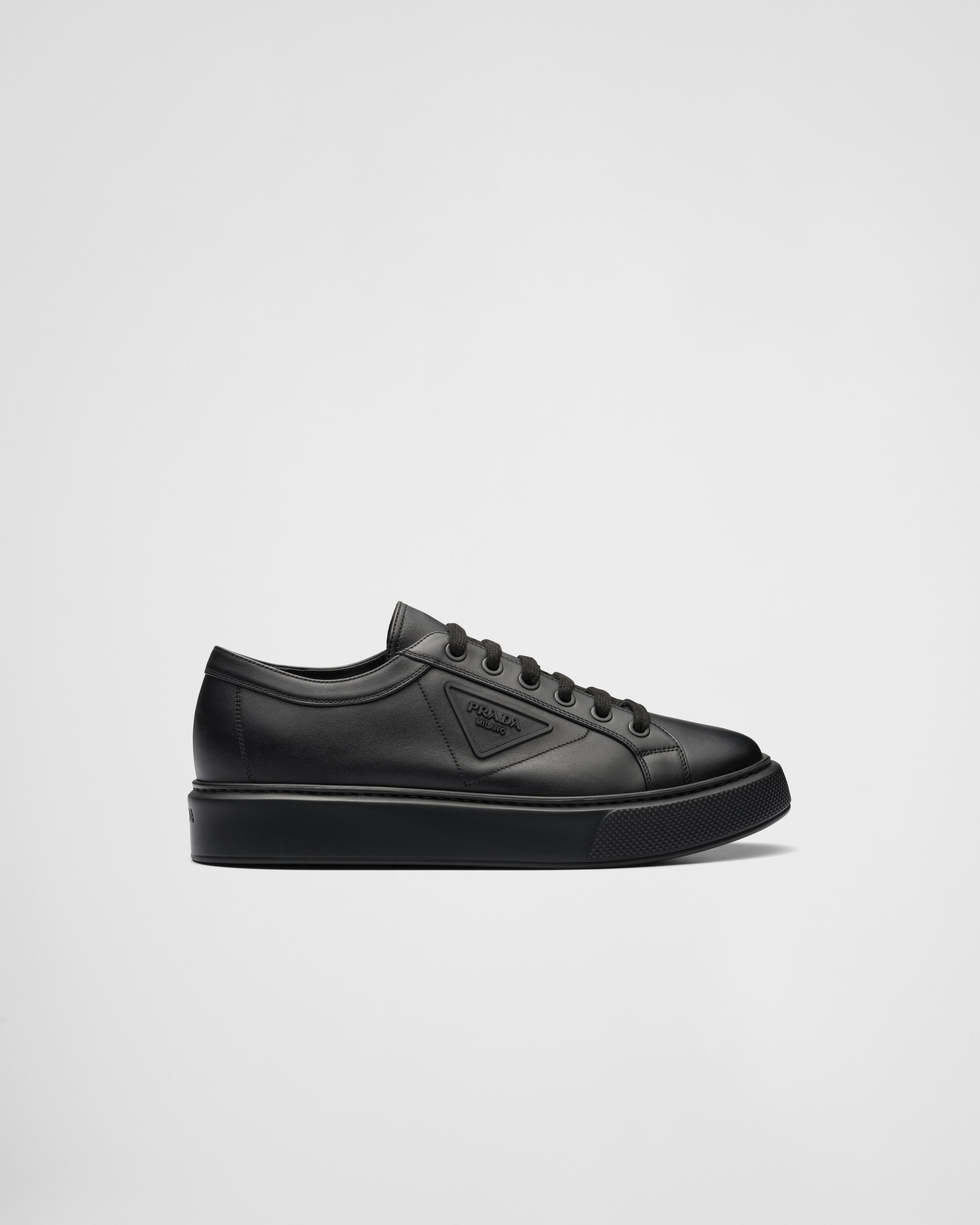 Black Soft Calf leather sneakers | Prada