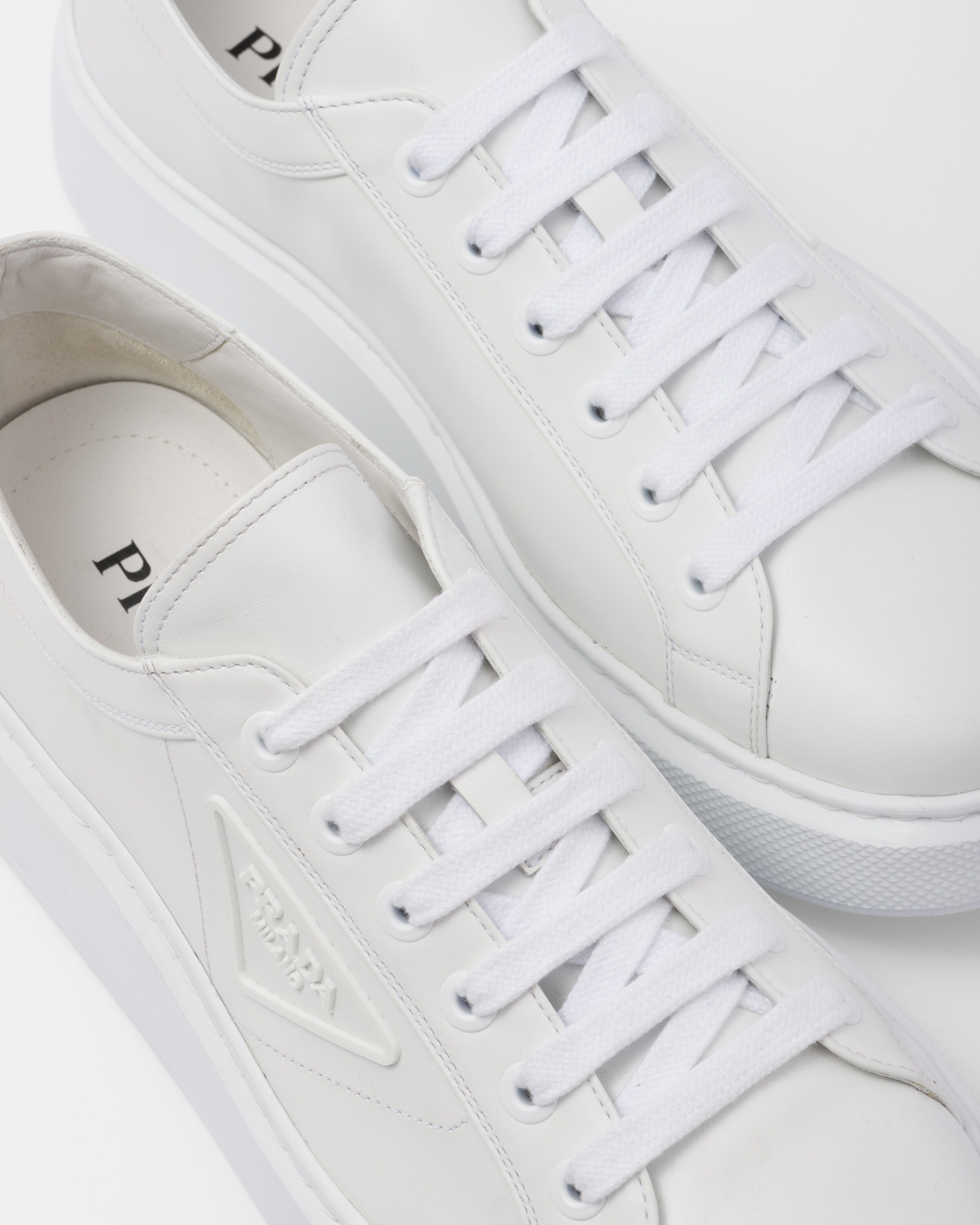 White Soft Calf leather sneakers | Prada