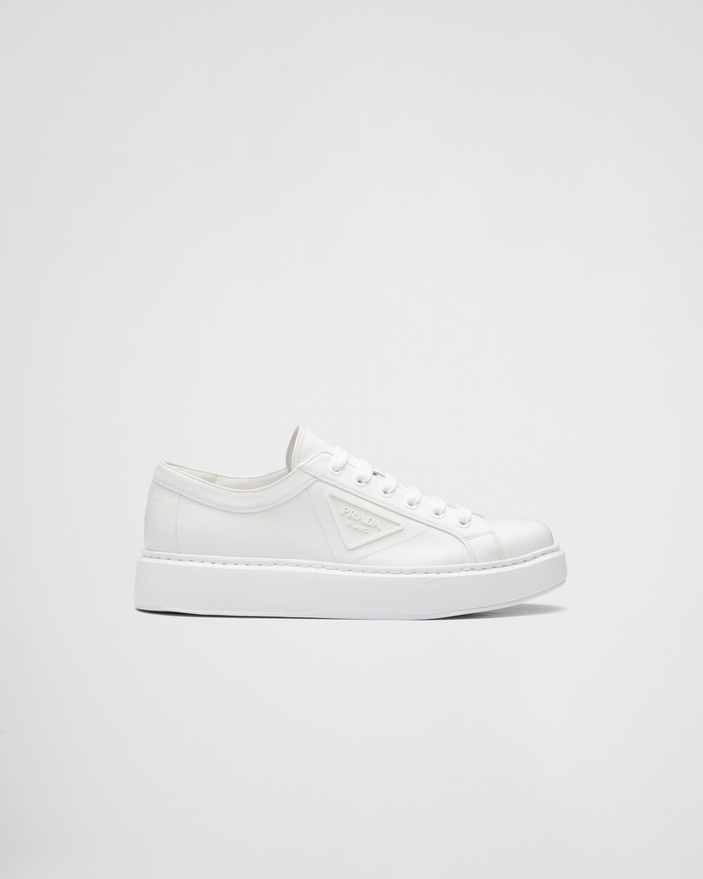 Prada white patent leather sneakers clearance