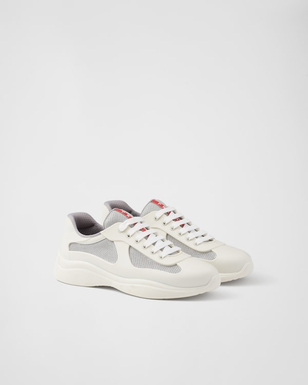 White Downtown leather sneakers | PRADA
