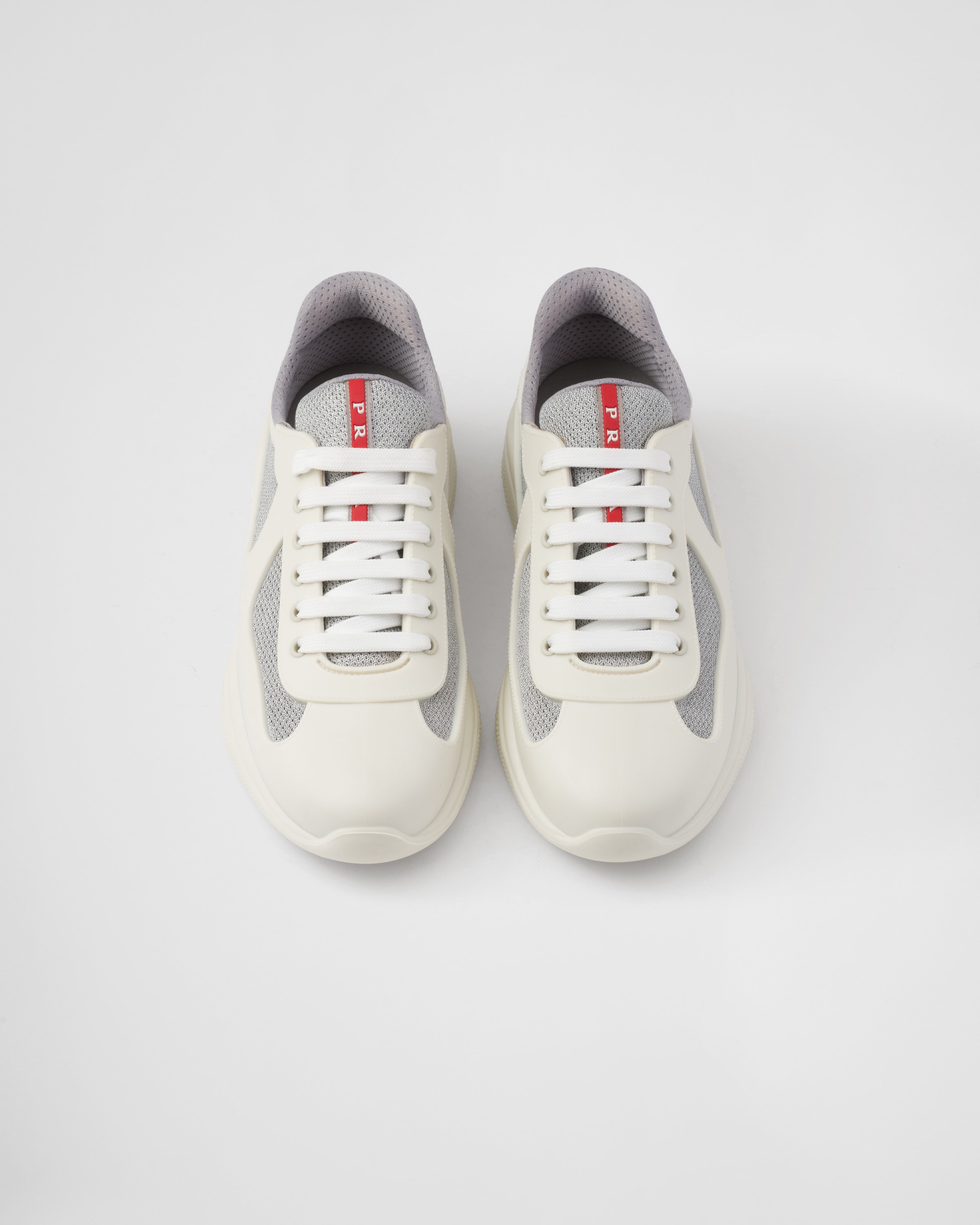 Shop Prada America's Cup Soft Rubber And Bike Fabric Sneakers In Cream