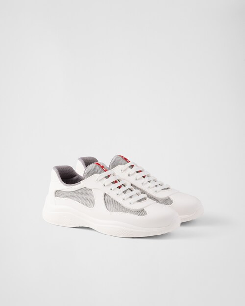 White Prada America's Cup Soft rubber and bike fabric sneakers | Prada