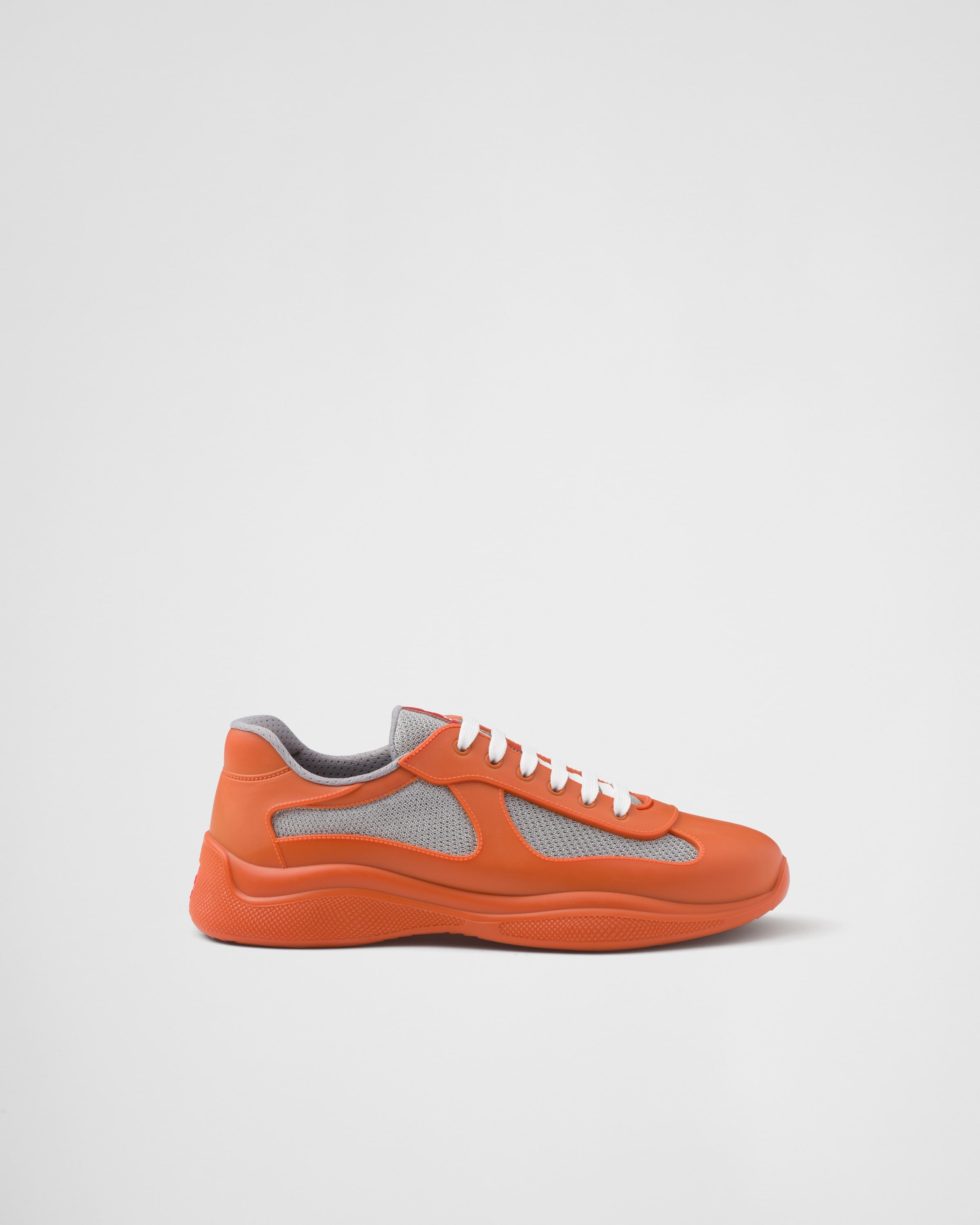 Shop Prada America's Cup Soft Rubber And Bike Fabric Sneakers In Orange