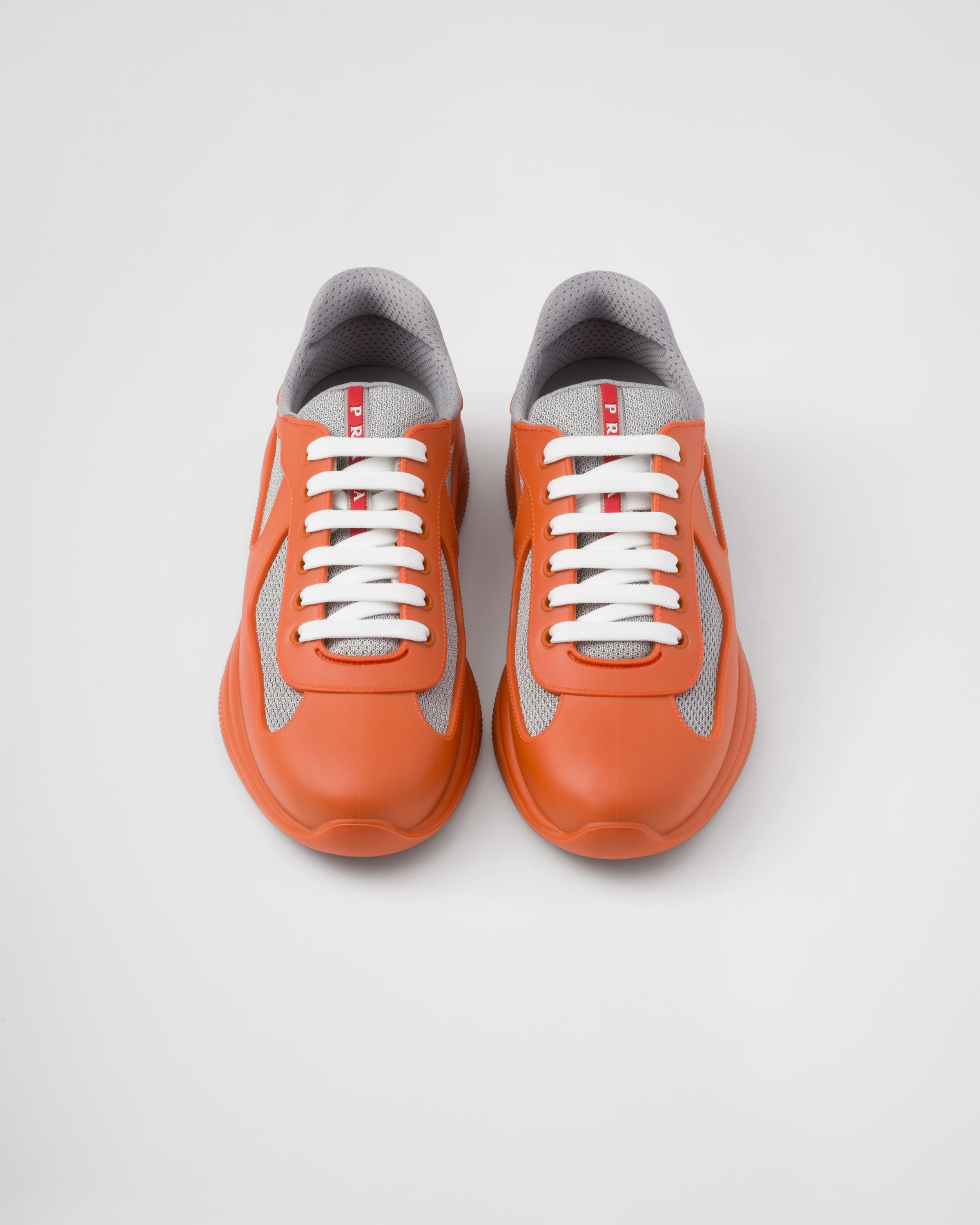 Shop Prada America's Cup Soft Rubber And Bike Fabric Sneakers In Orange