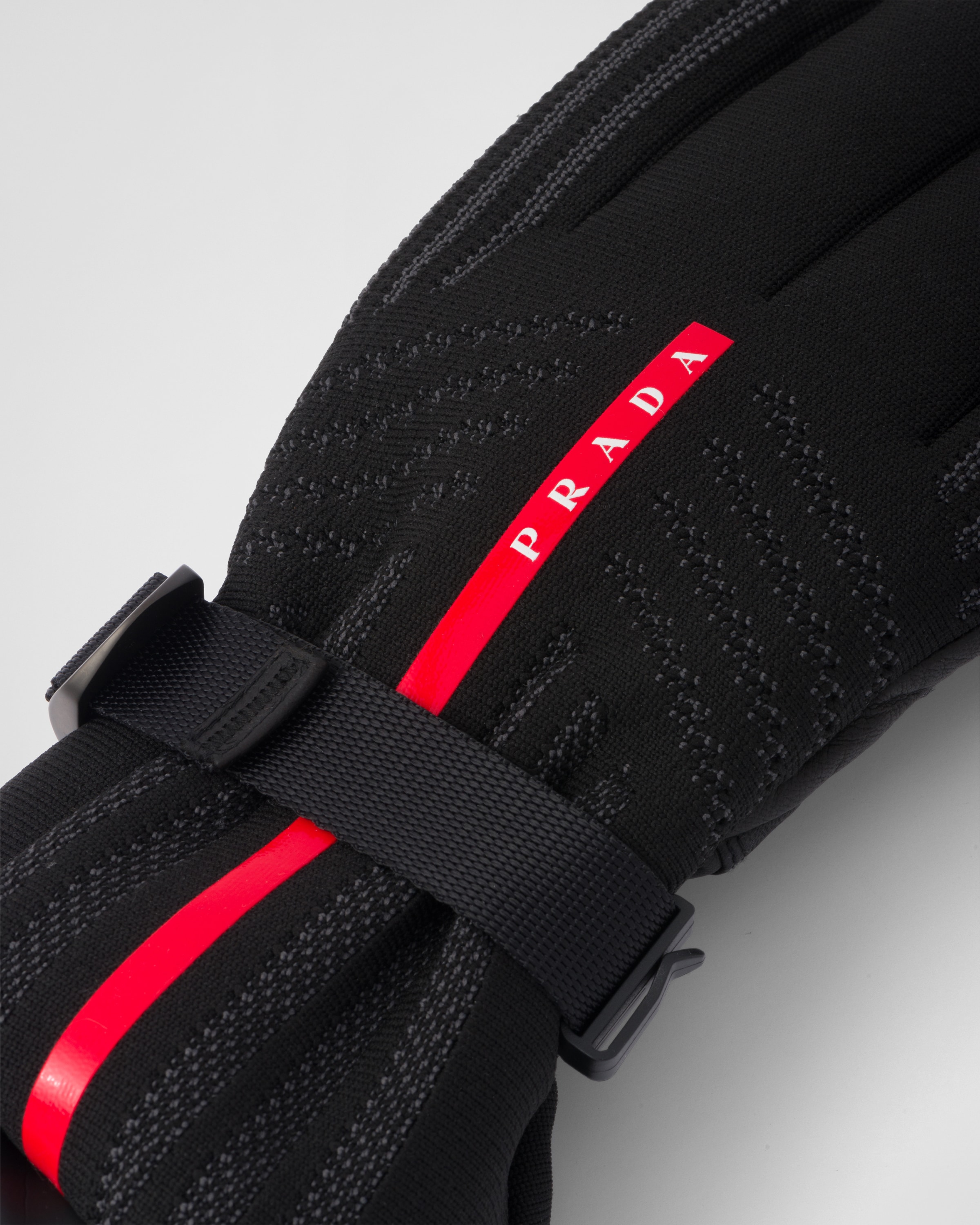 Black Gore-tex, Leather And Knit Ski Gloves | PRADA