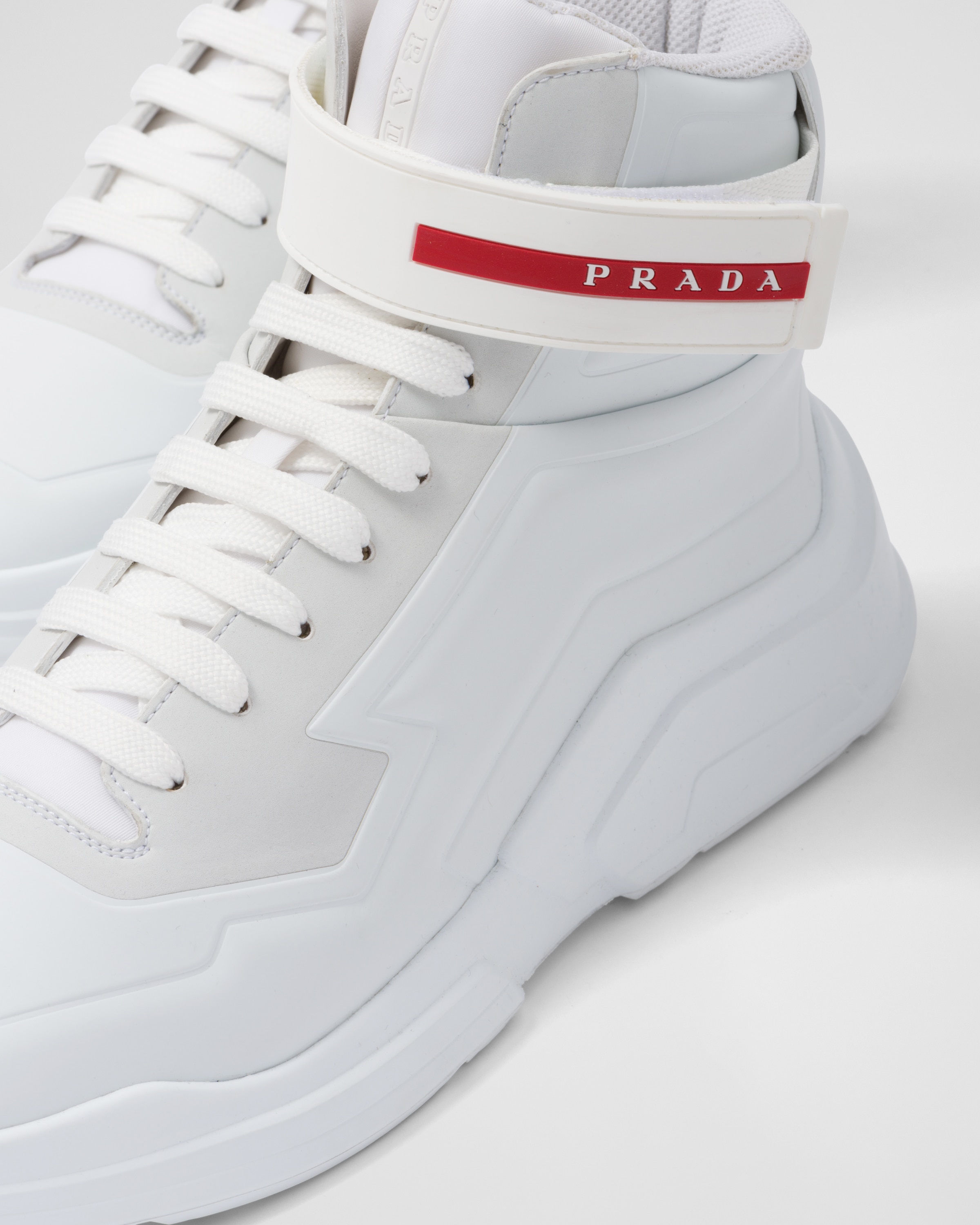 Prada white 2025 high top sneakers