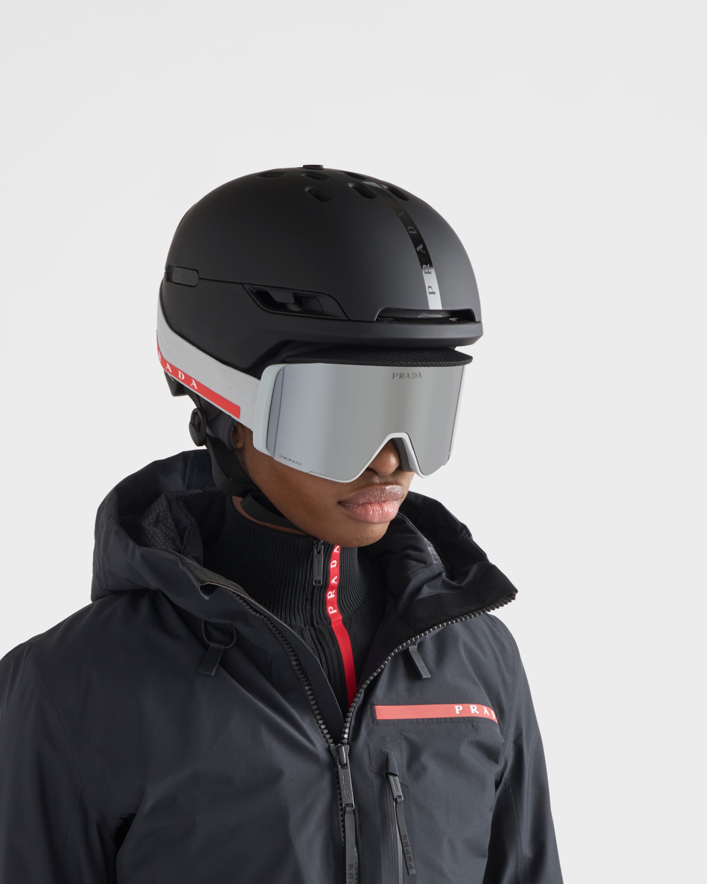 Matte Black Prada Linea Rossa By Oakley Snow Helmet - Size M | PRADA