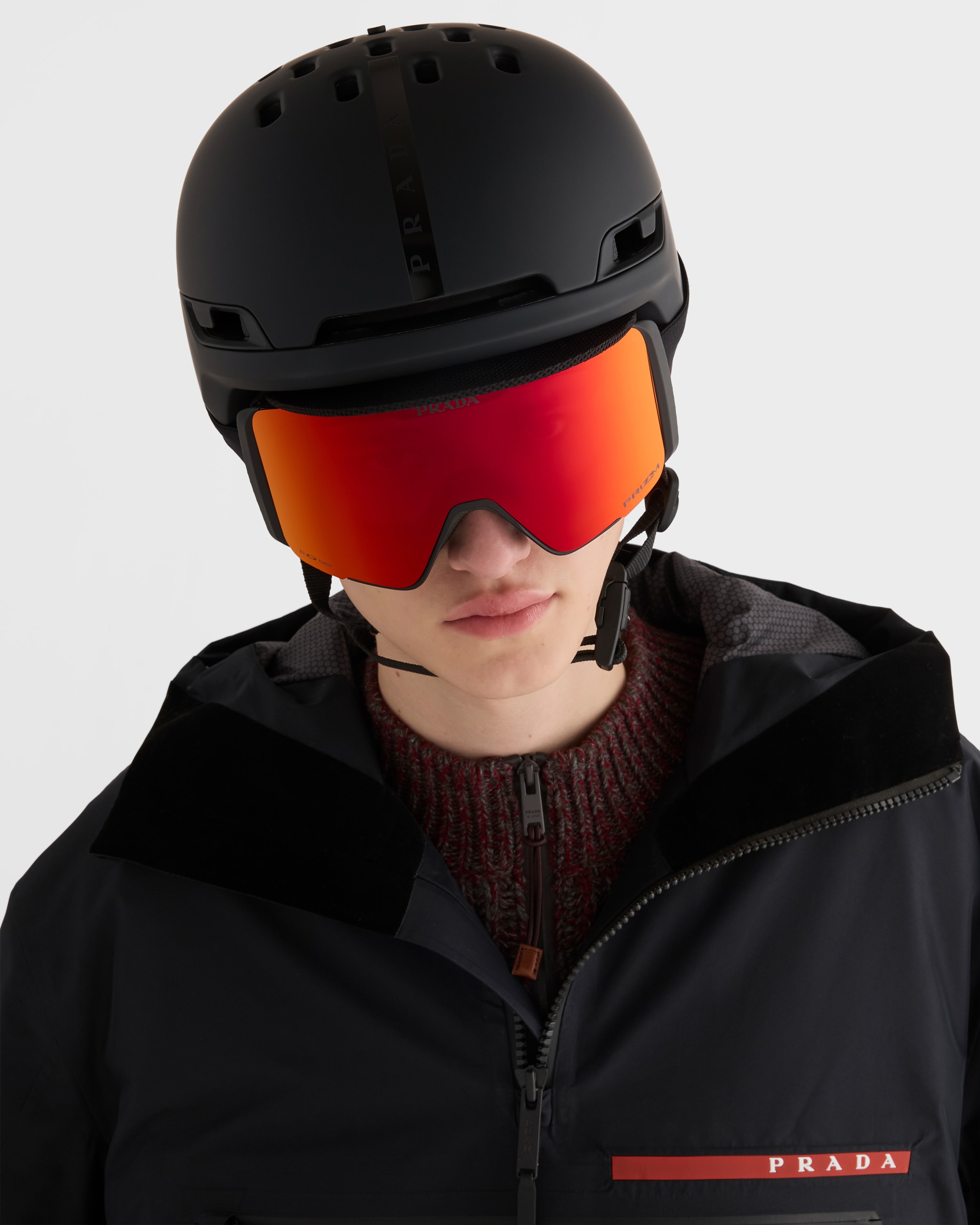 Matte Black Prada Linea Rossa By Oakley Snow Helmet - Size L
