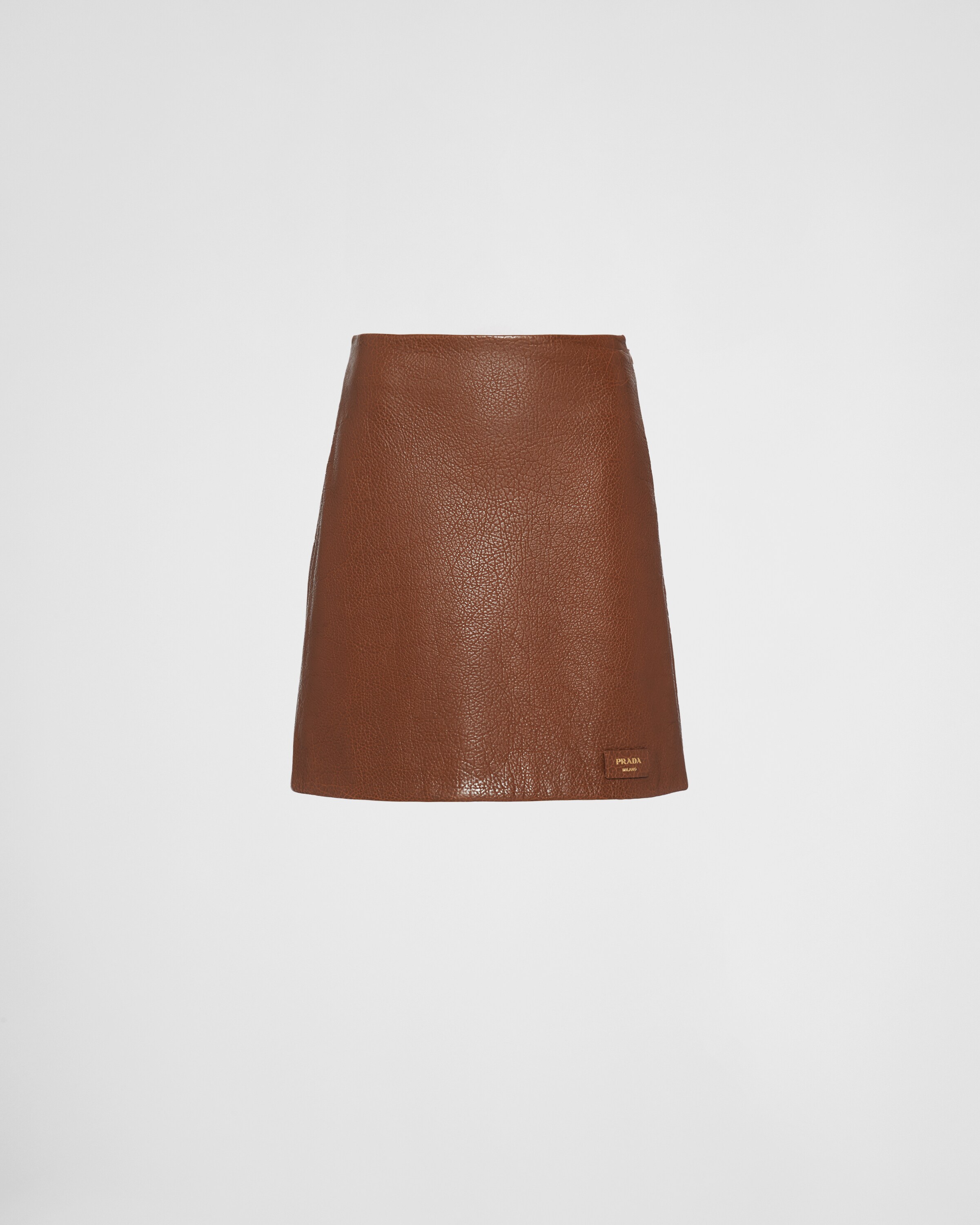 Prada Nappa Leather Skirt In Cocoa Brown