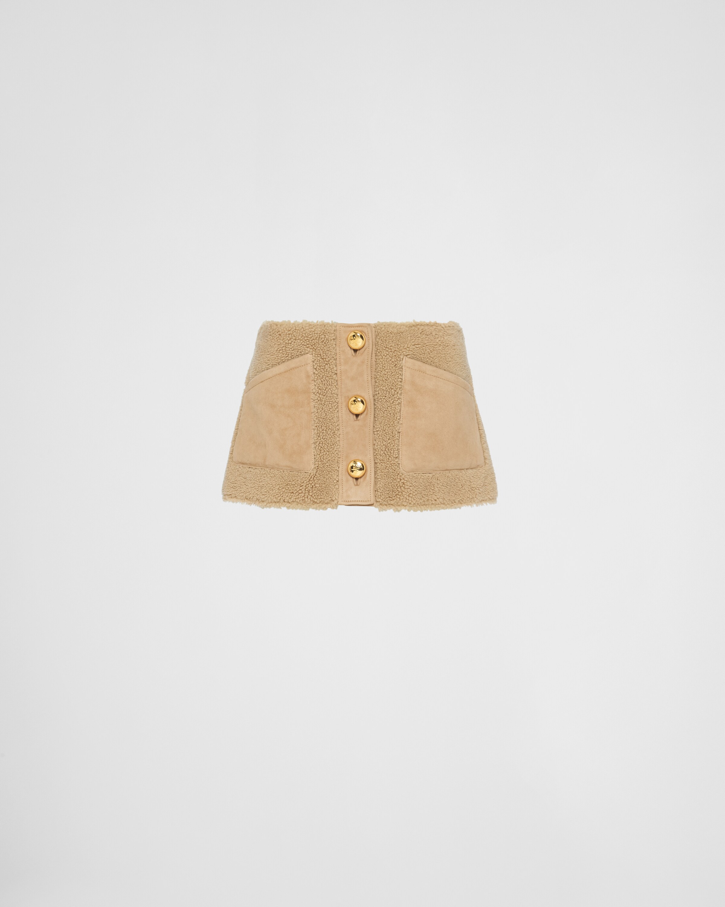 Prada Button Bag Skirt In Camel Brown