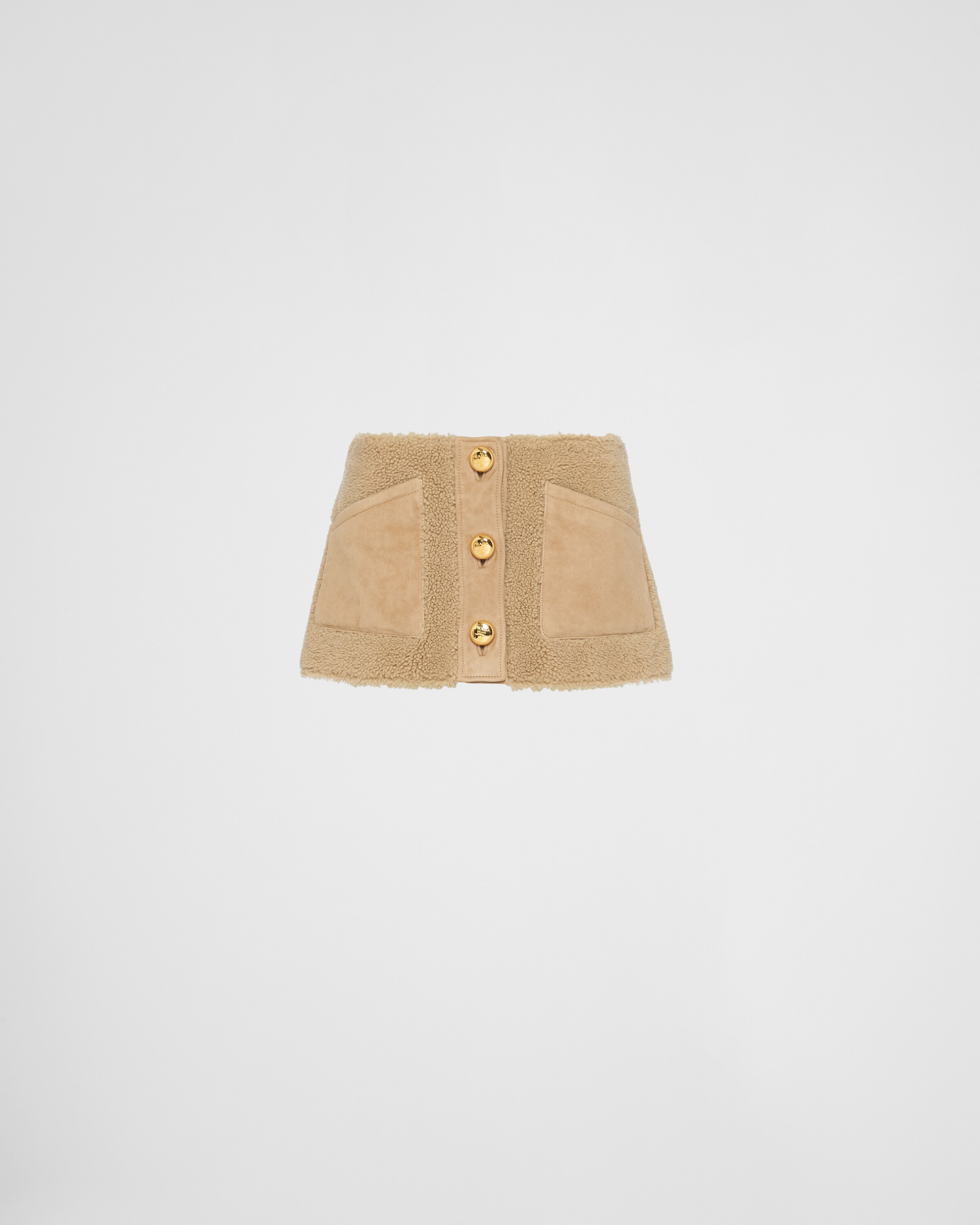 Prada Shearling Skirt In Camel Brown