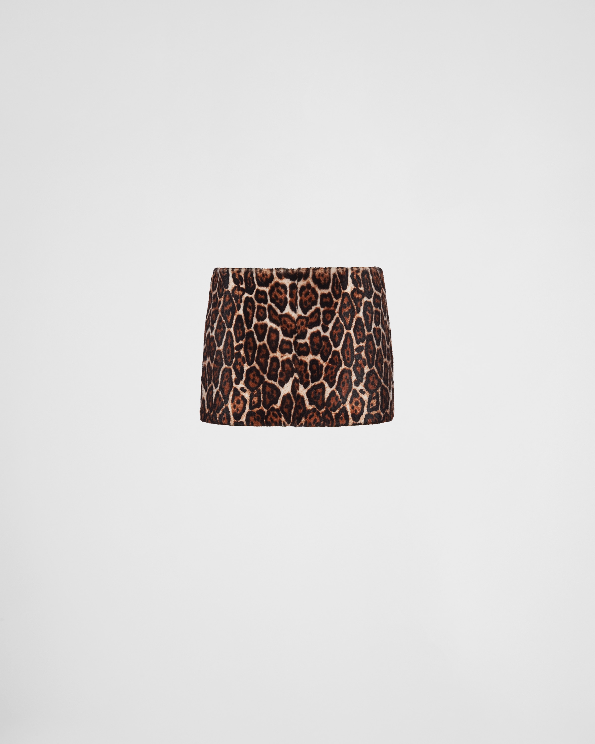 Prada Printed Shearling Skirt In Beige/dark Brown