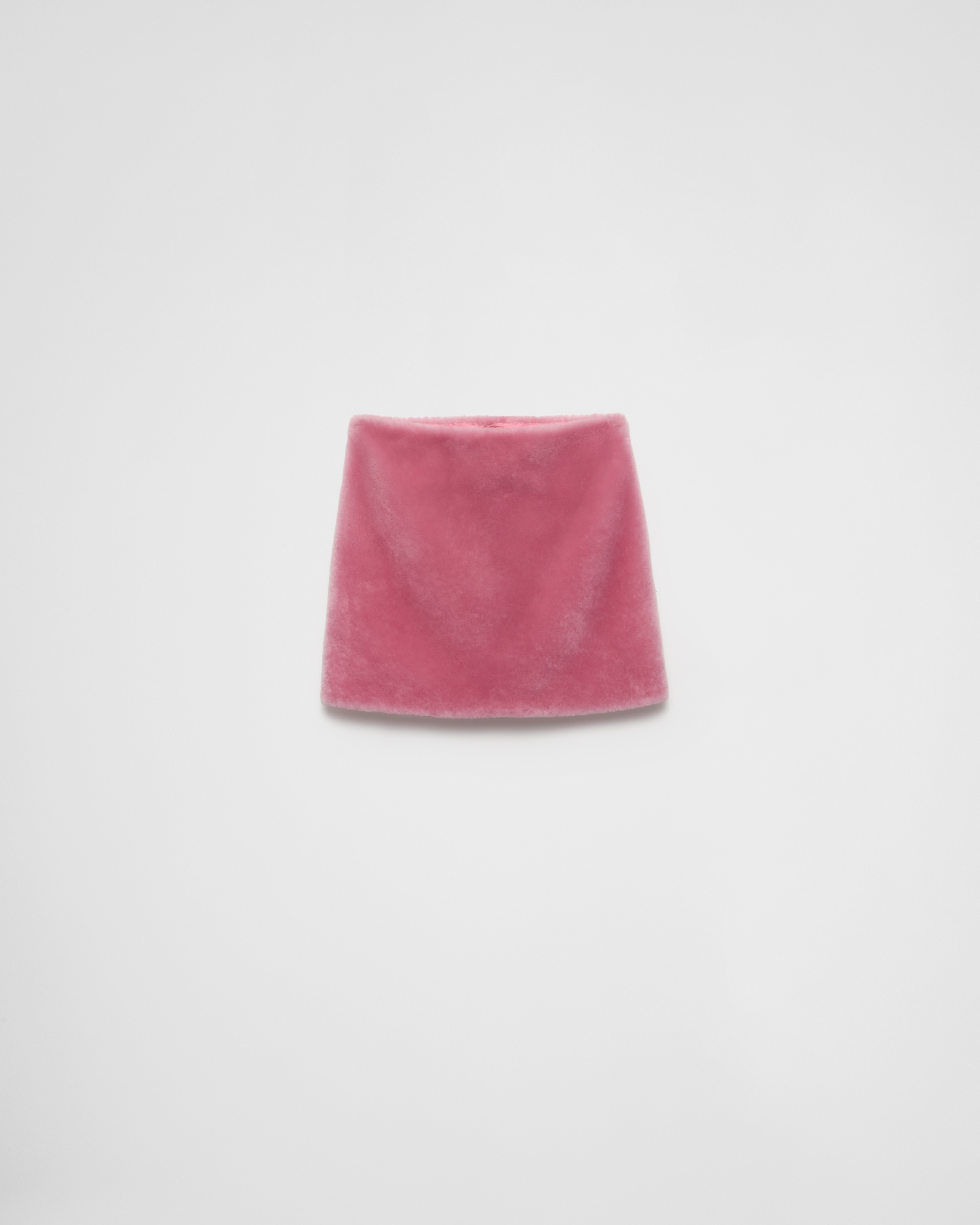 Prada Pink Shearling A-line Mini Skirt In Begonienrosa