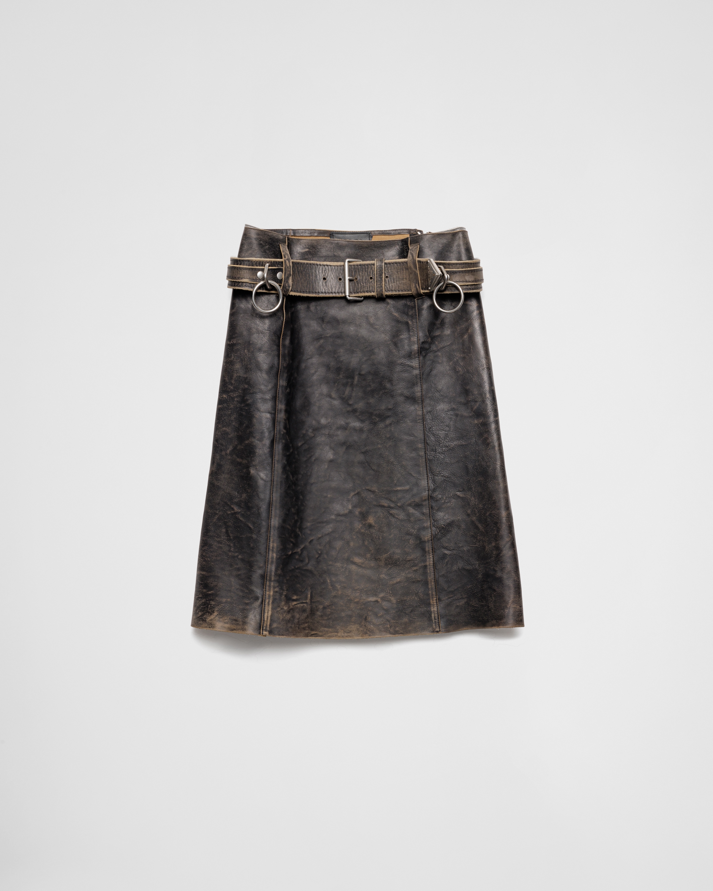 Prada Pencil Leather Skirt In Black