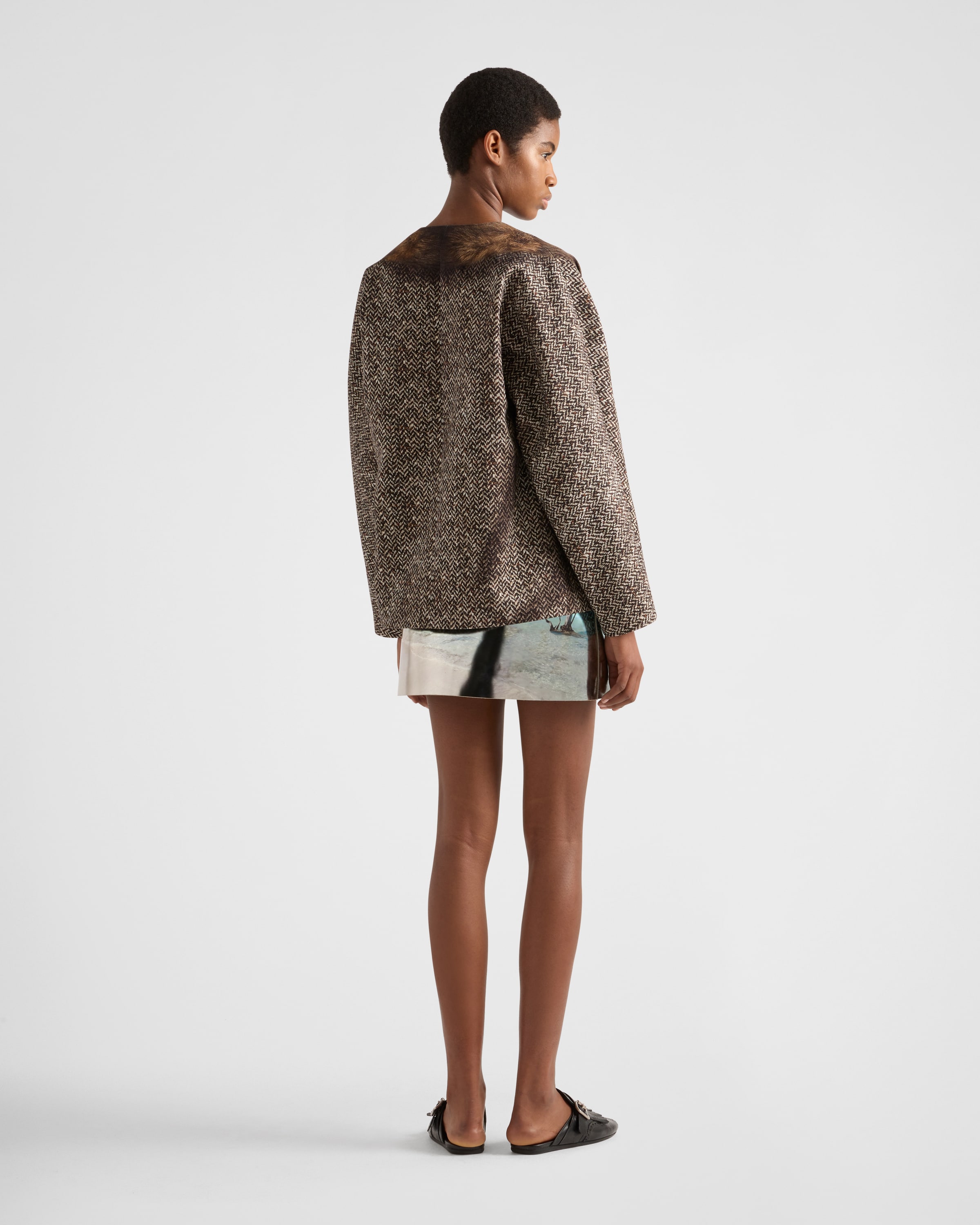 Silver Shiny leather miniskirt | PRADA