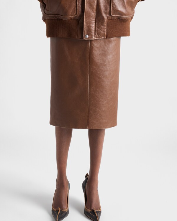 Nappa leather pencil skirt - Brandy Nappa leather pencil skirt - Brandy