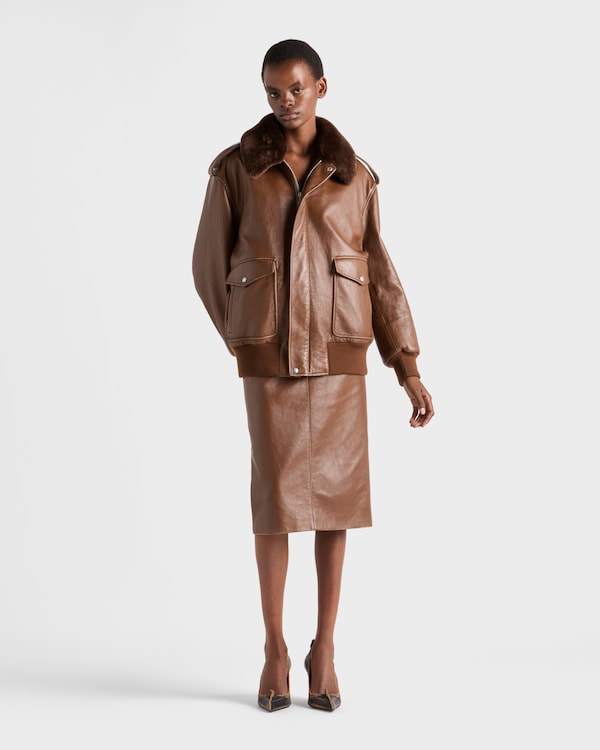 Nappa leather pencil skirt - Brandy Nappa leather pencil skirt - Brandy