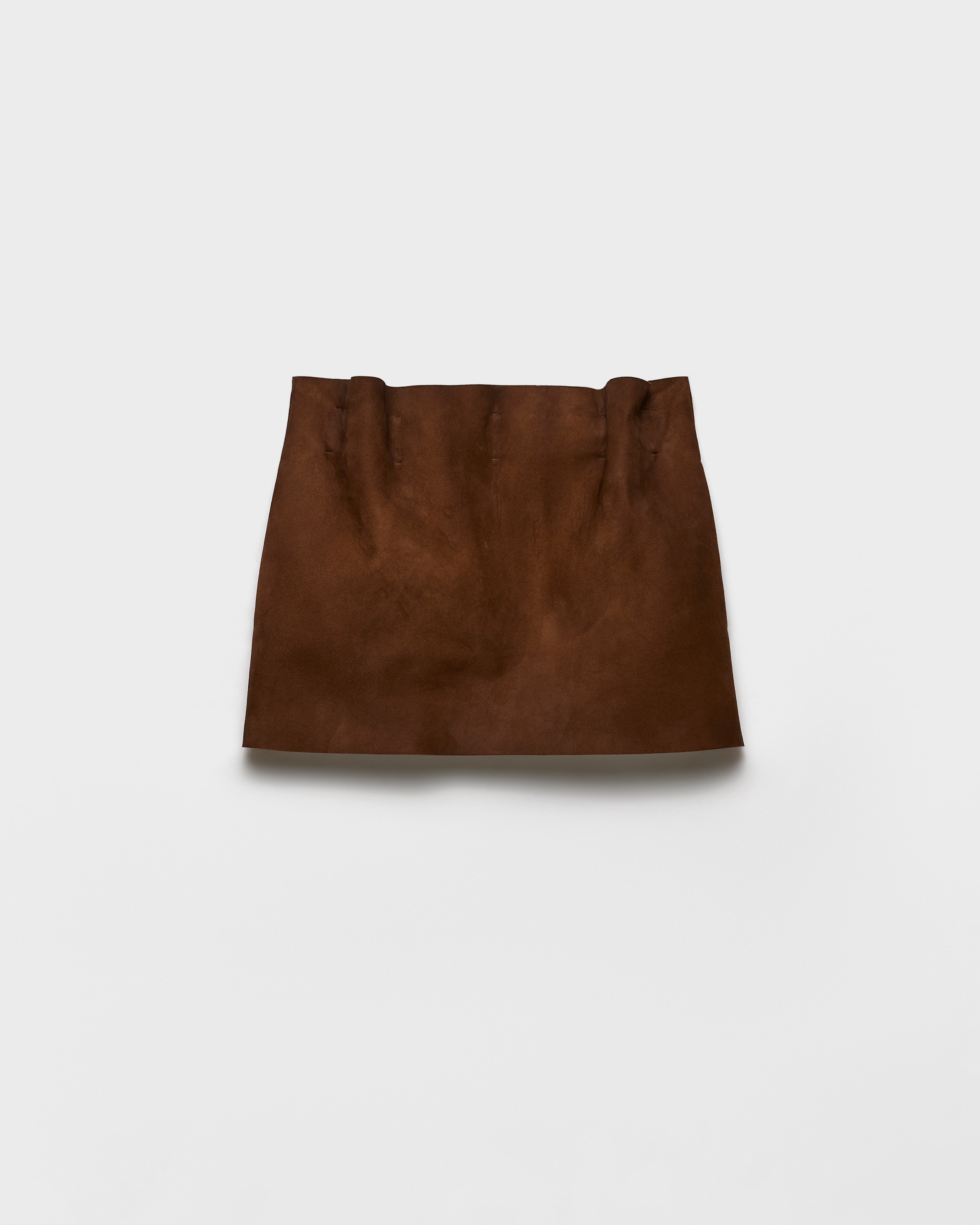 Prada Elasticated-waistband Suede Mini Skirt In Brown