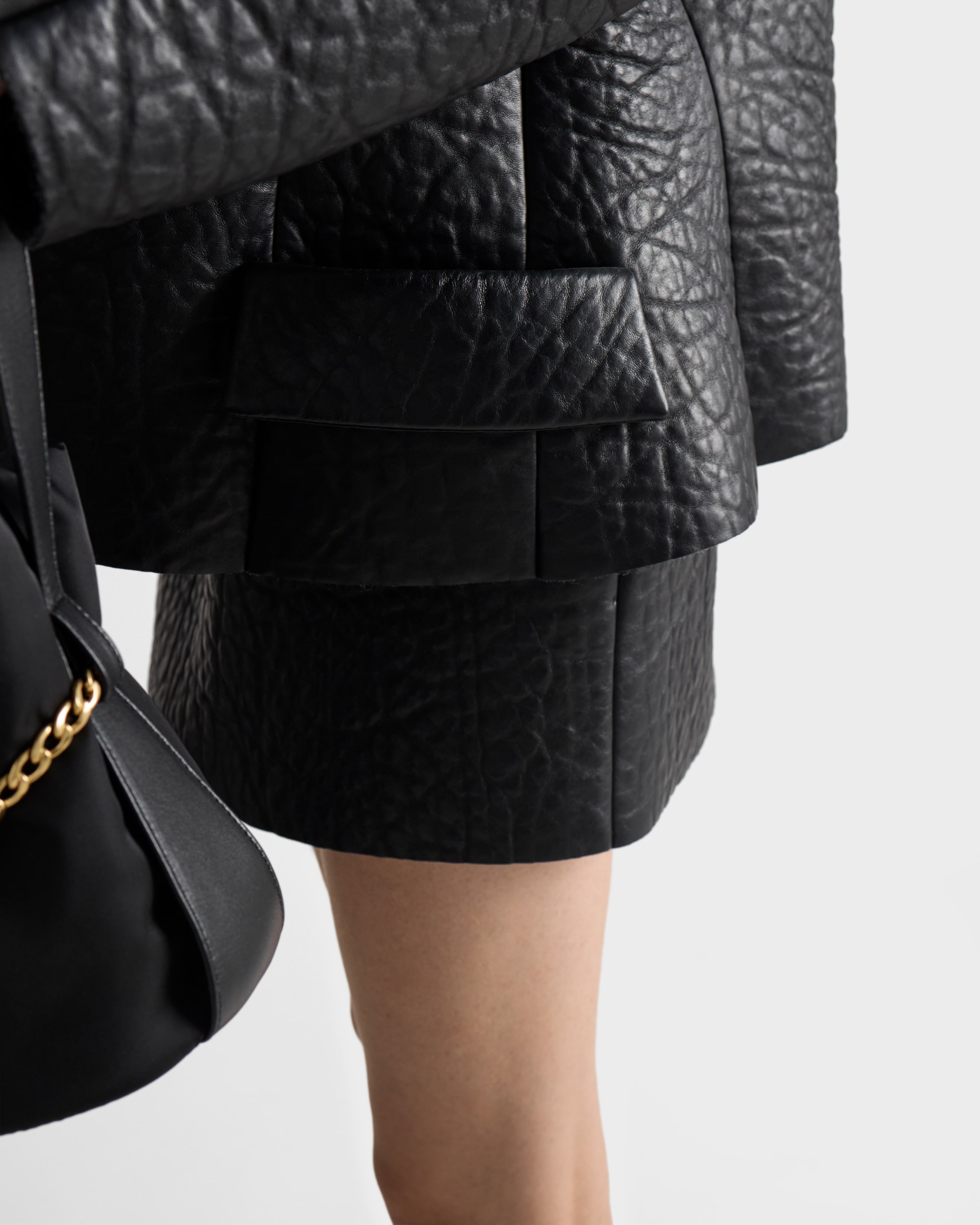 PRADA プラダ ミラー付き ナッパレザー スカート PRADA プラダ ミラー付き ナッパレザー スカート PRADA プラダ ミラー