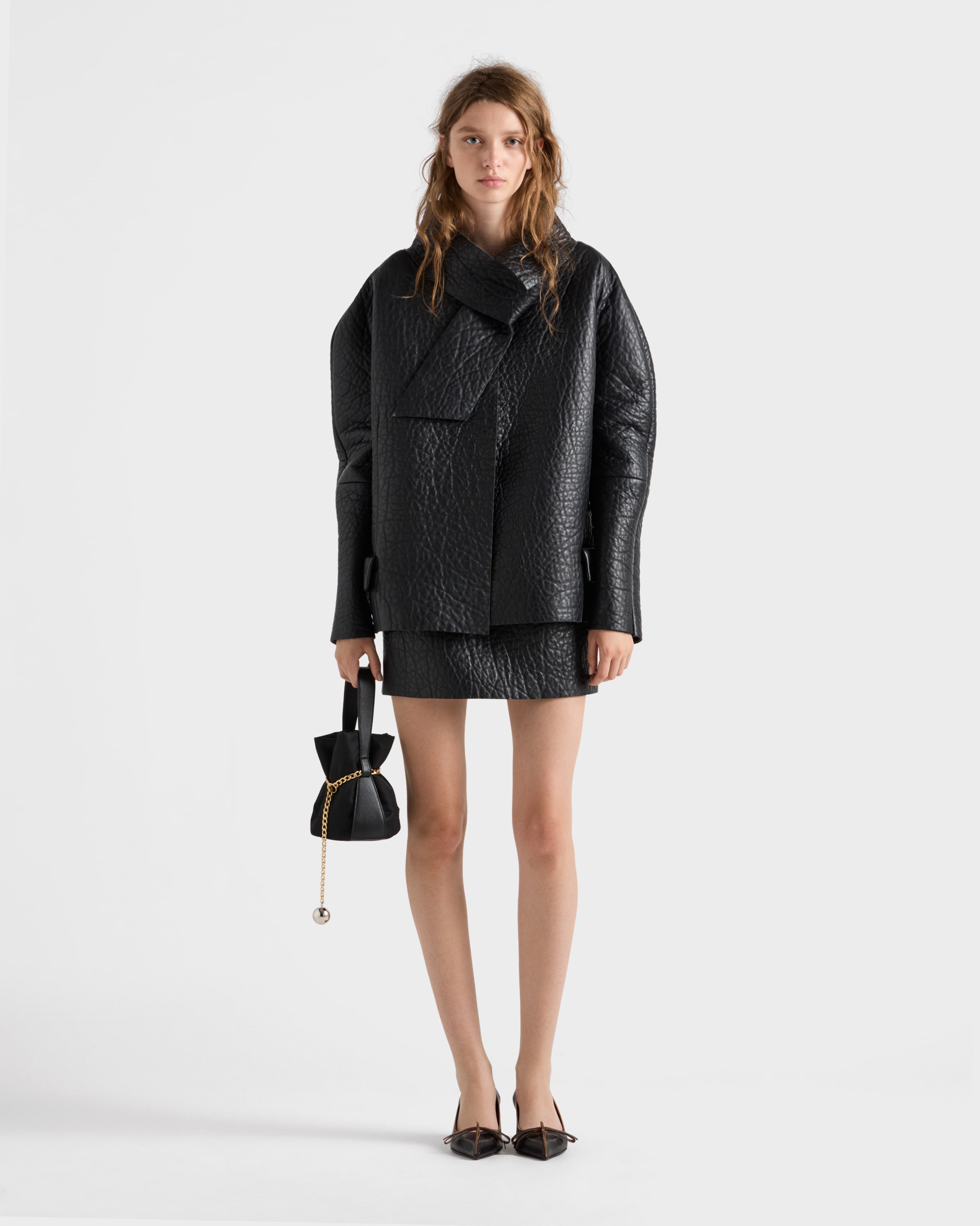 PRADA プラダ ミラー付き ナッパレザー スカート PRADA プラダ ミラー付き ナッパレザー スカート PRADA プラダ ミラー