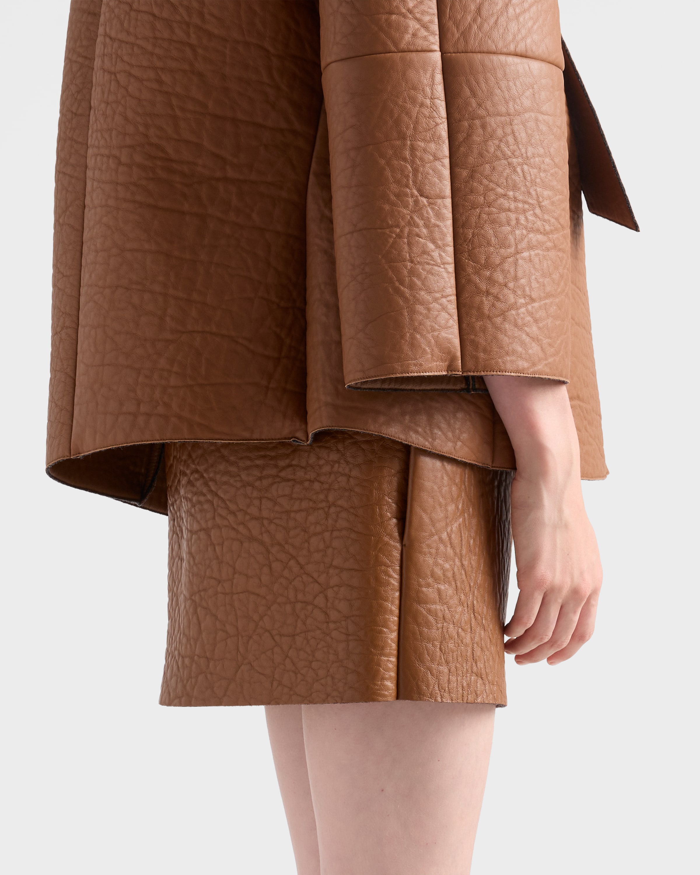 Prada Minirock Aus Nappa-leder In Brown