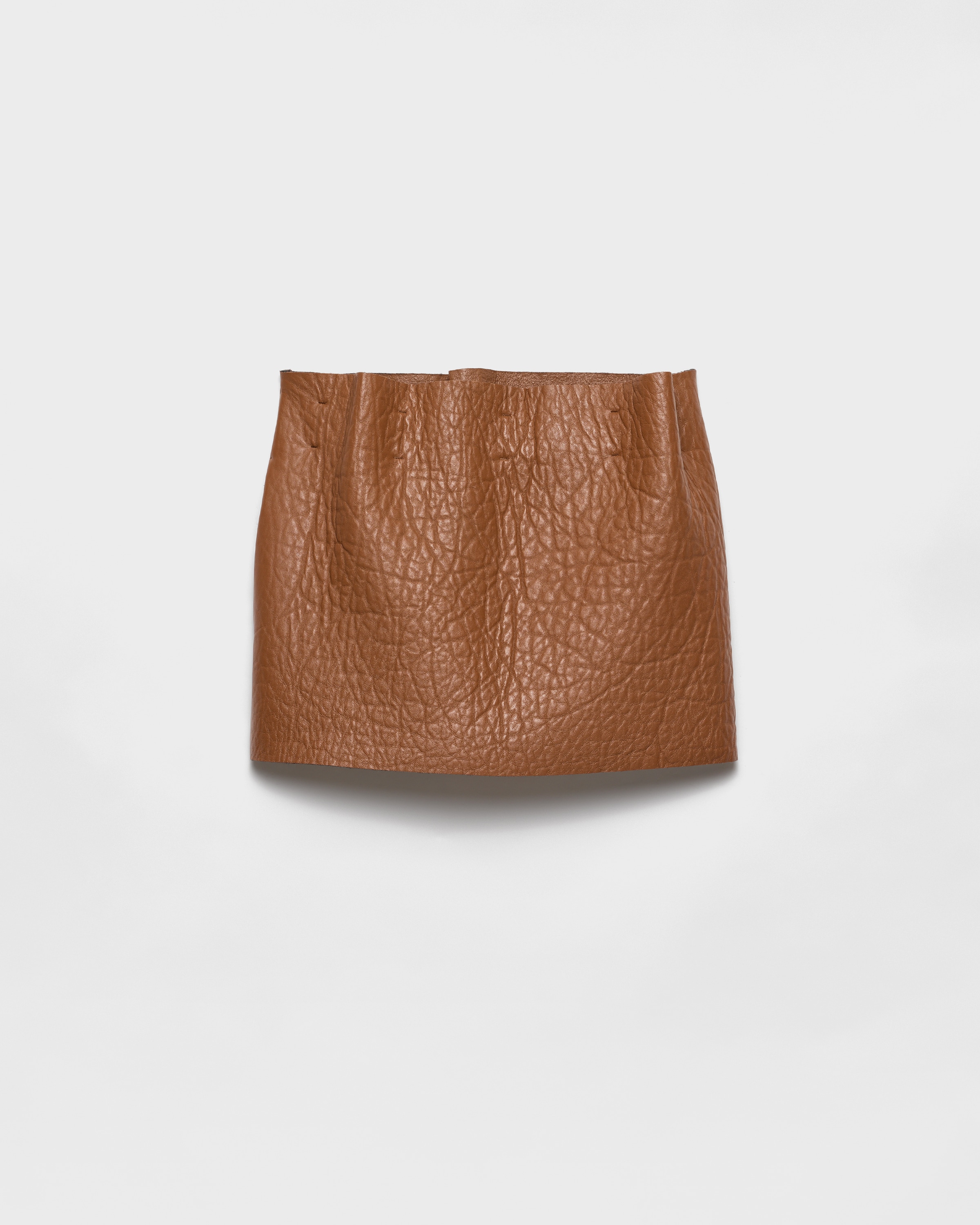 Prada Minirock Aus Nappa-leder In Brown