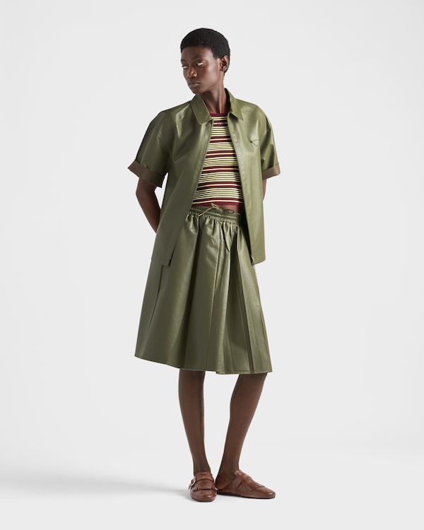 플리츠 나파 가죽 스커트 - 올리브 그린 플리츠 나파 가죽 스커트 - 올리브 그린