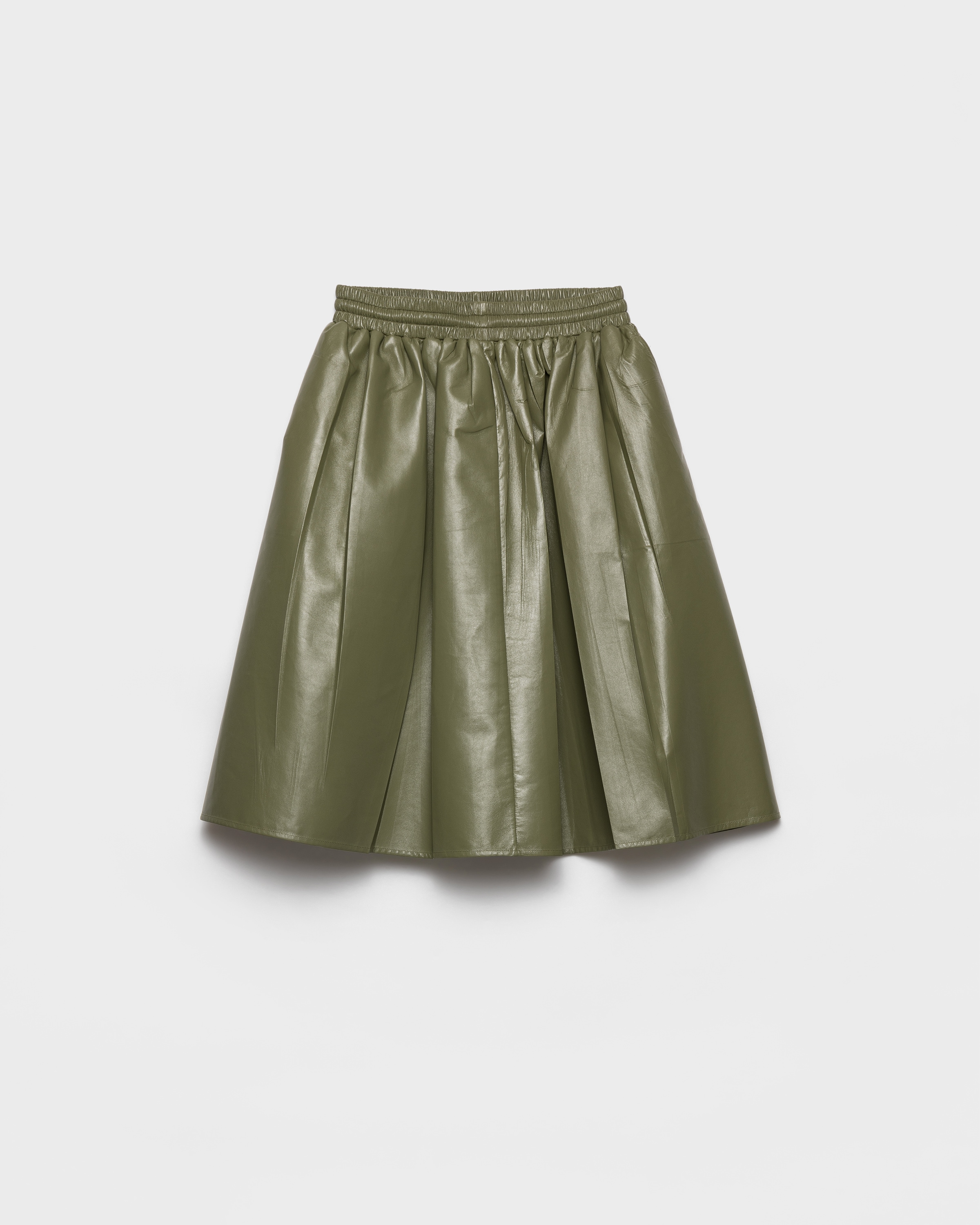 オリーブグリーン プリーツカラー ナッパレザー スカート | PRADA