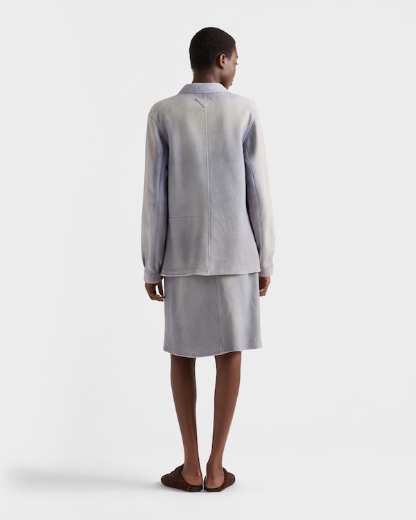 Buttoned suede skirt - Sky Blue Buttoned suede skirt - Sky Blue