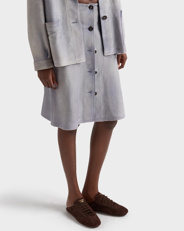 Buttoned suede skirt - Sky Blue Buttoned suede skirt - Sky Blue