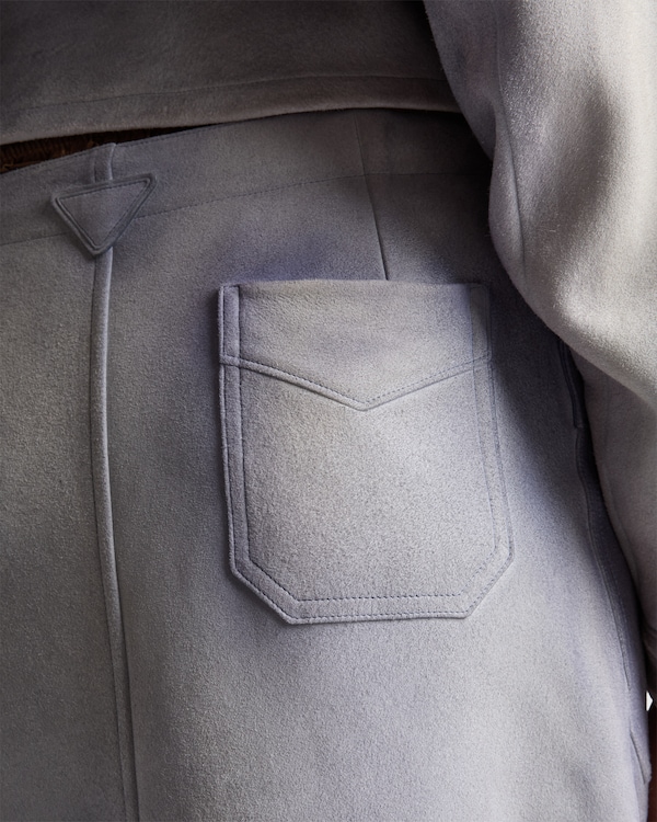 Buttoned suede skirt - Sky Blue Buttoned suede skirt - Sky Blue