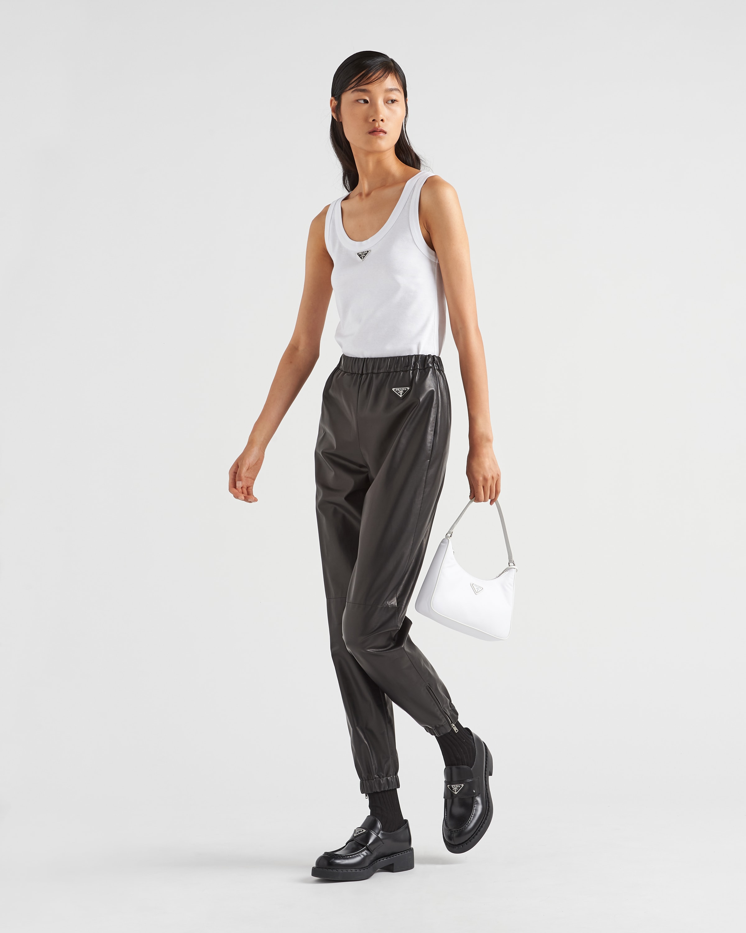 Black Nappa Leather Joggers PRADA