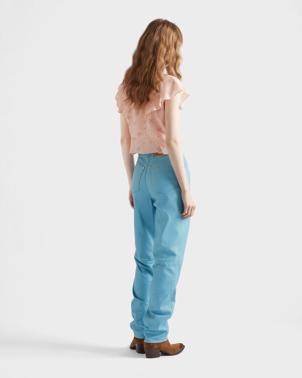 Five-pocket nappa leather pants - Sea Blue Five-pocket nappa leather pants - Sea Blue