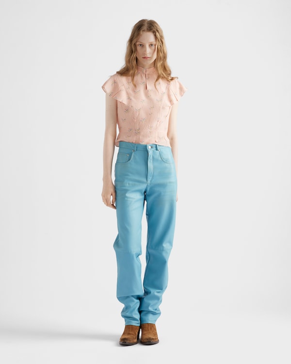 Five-pocket nappa leather pants - Sea Blue Five-pocket nappa leather pants - Sea Blue