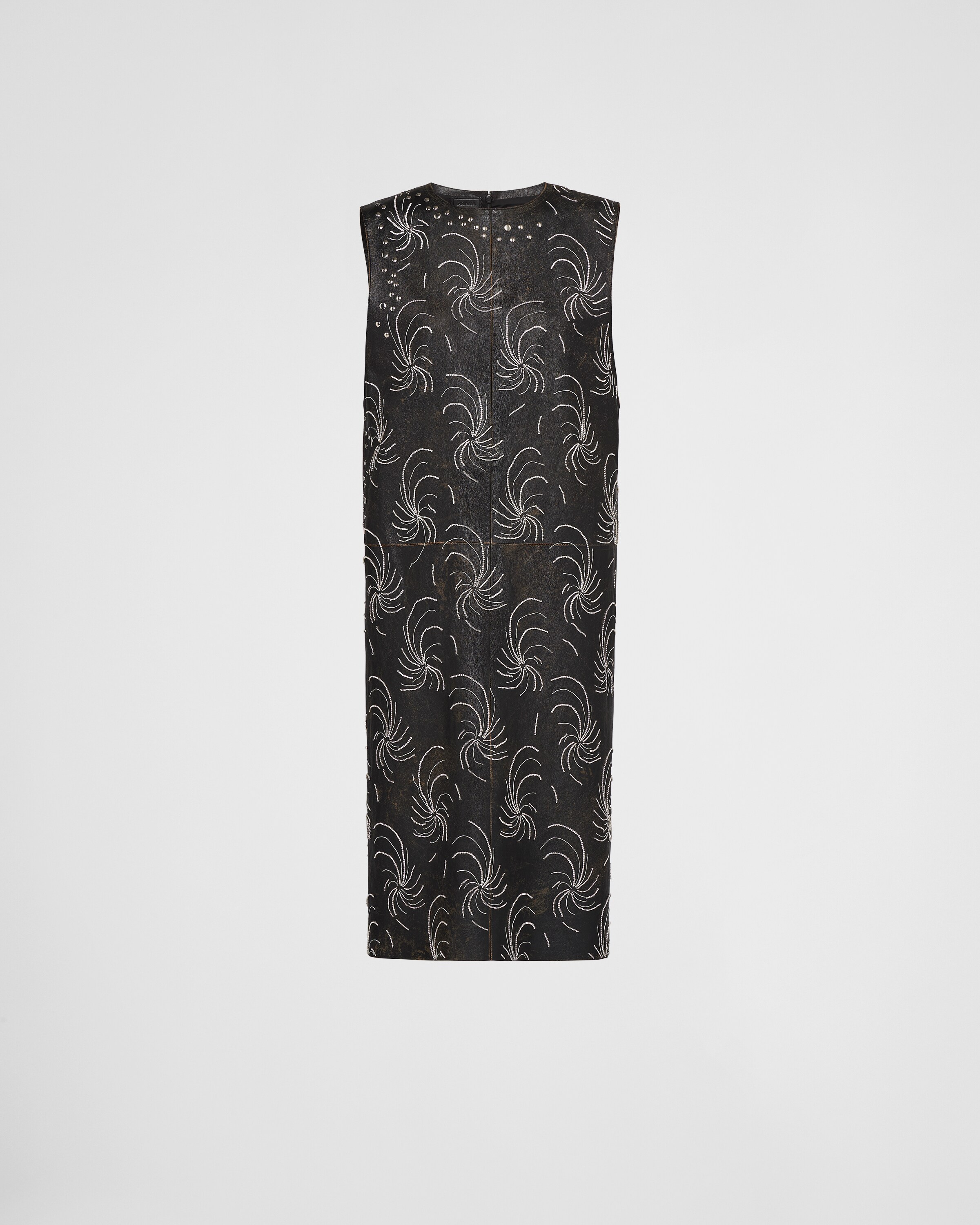 Prada Beaded Zipper Dress In Black