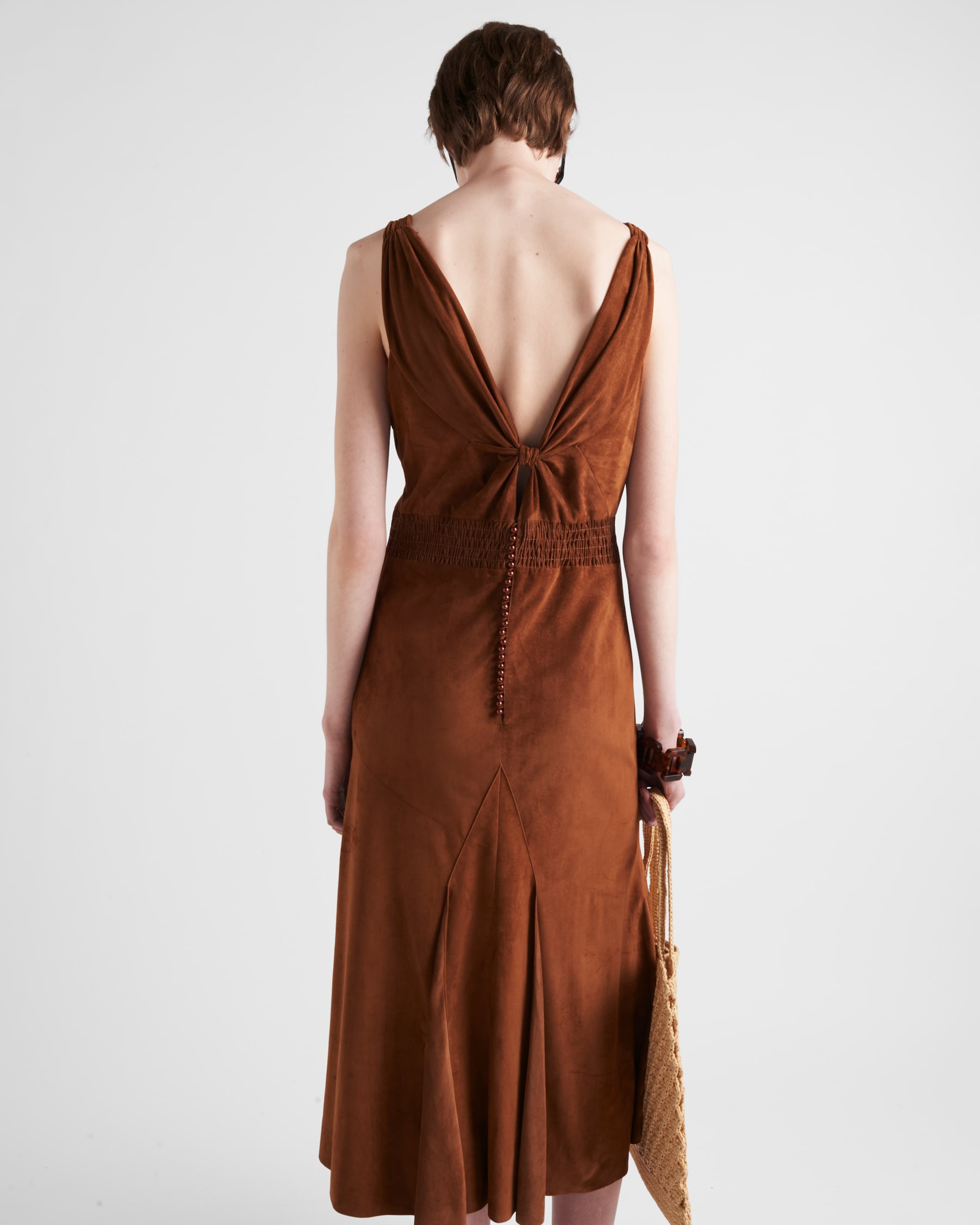 Prada 25 Sleeveless Waist Dress Red Burgundy Polyester main image 0