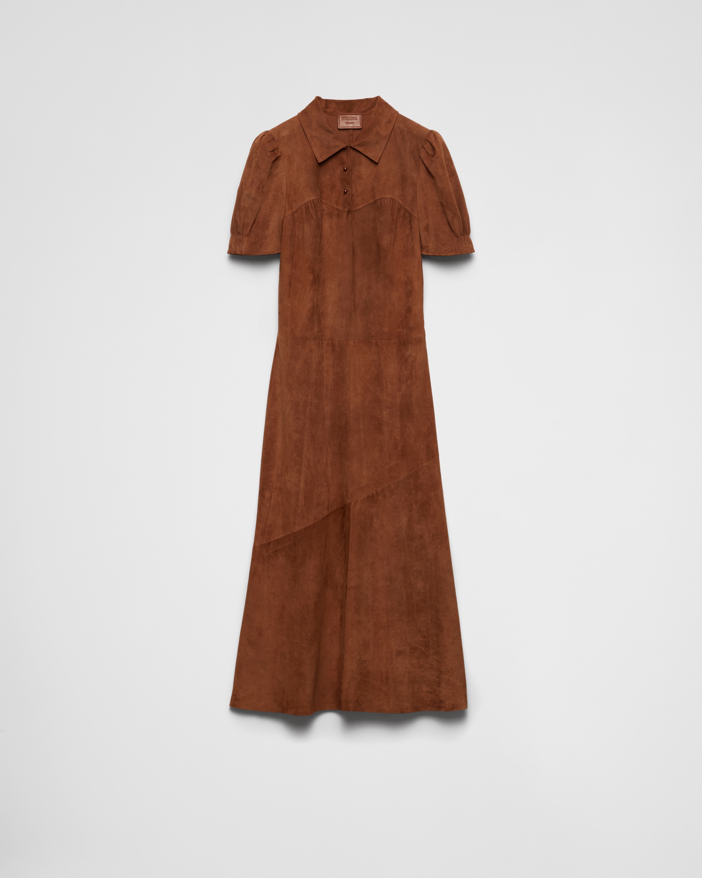 Prada Short-sleeved Zipper Dress In Palisander