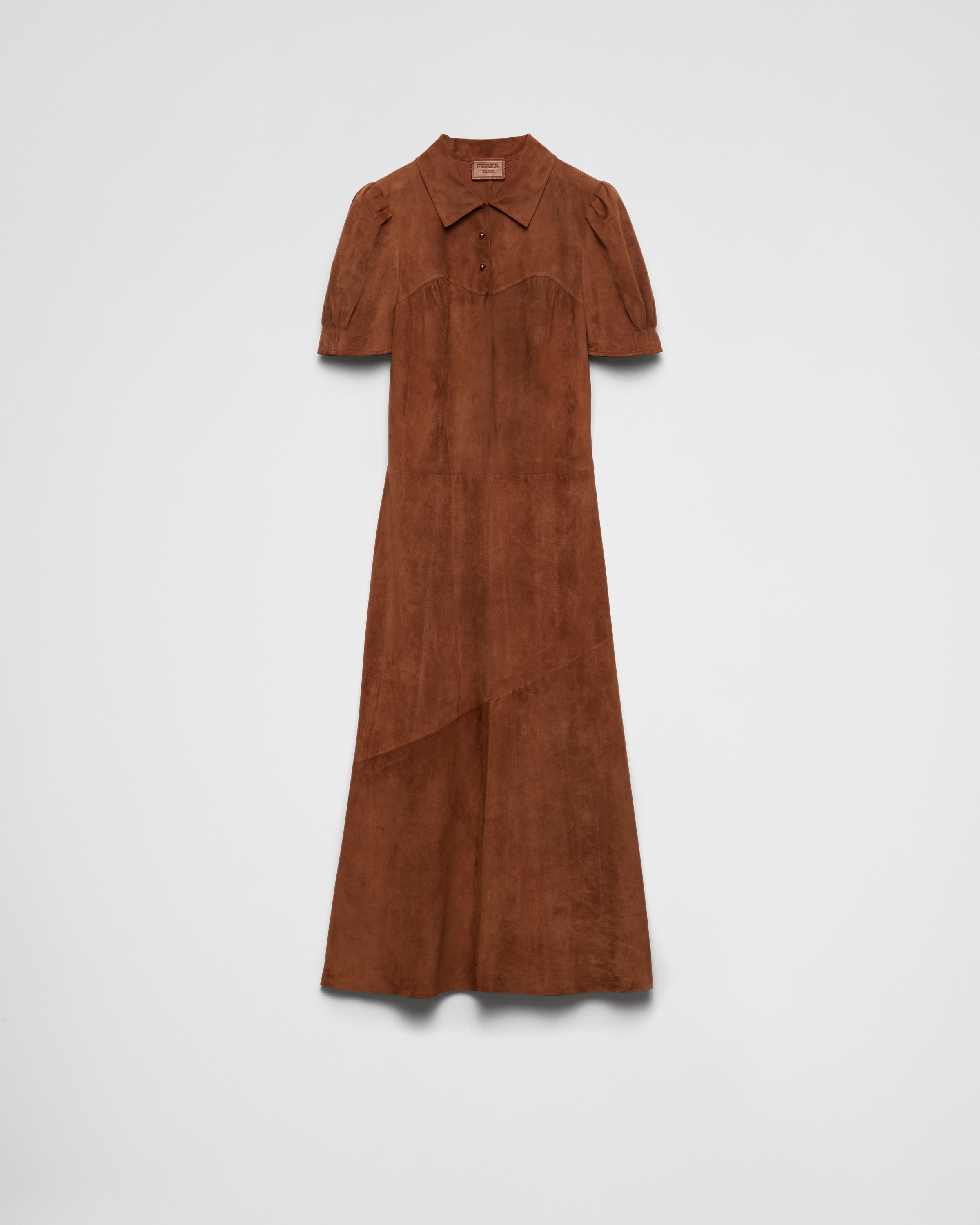 Shop Prada Suede Dress In Palisander