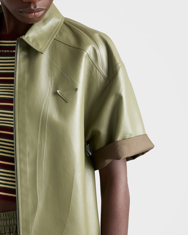 Nappa leather zipper shirt - Olive Green Nappa leather zipper shirt - Olive Green