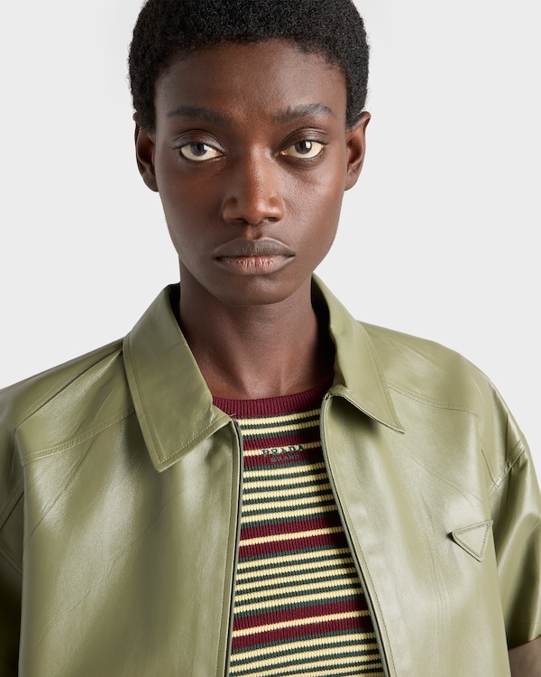 Nappa leather zipper shirt - Olive Green Nappa leather zipper shirt - Olive Green