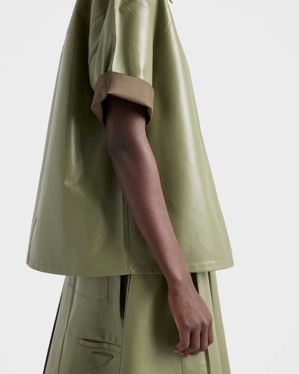 Nappa leather zipper shirt - Olive Green Nappa leather zipper shirt - Olive Green