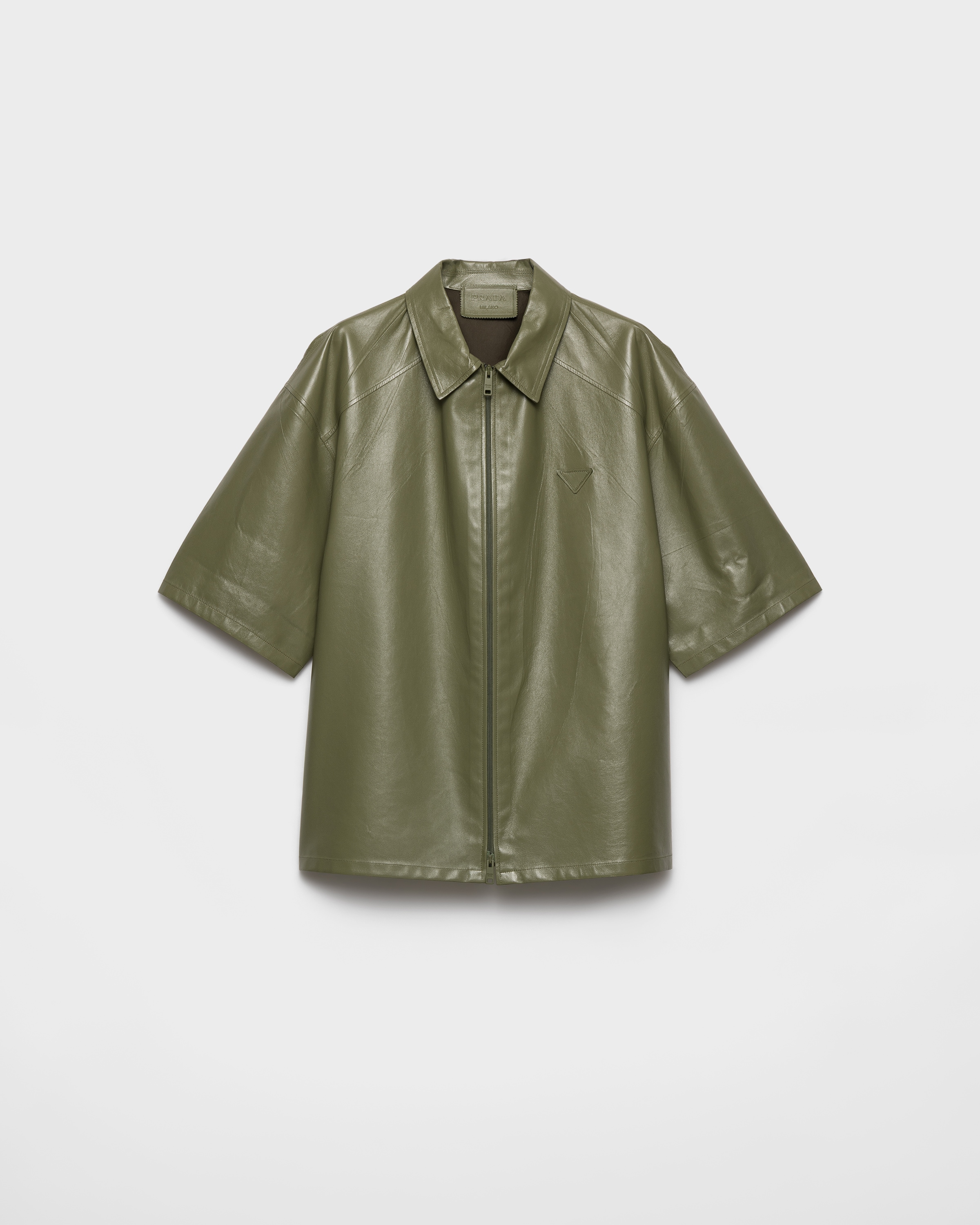 Nappa leather zipper shirt