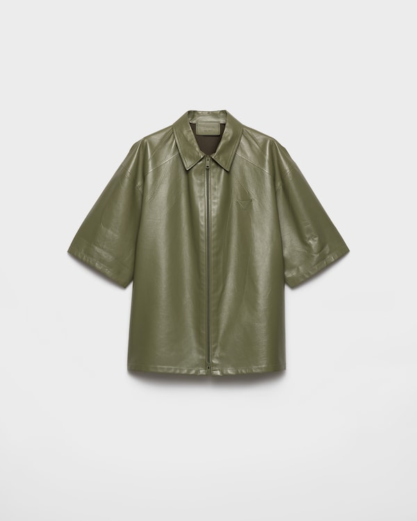 Nappa leather zipper shirt - Olive Green Nappa leather zipper shirt - Olive Green