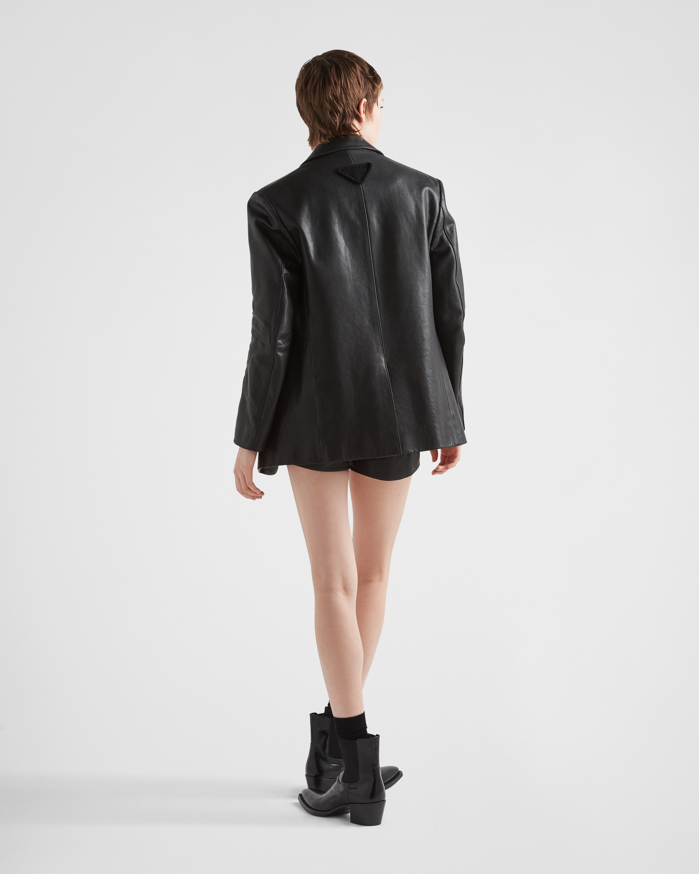 Prada black leather jacket shop