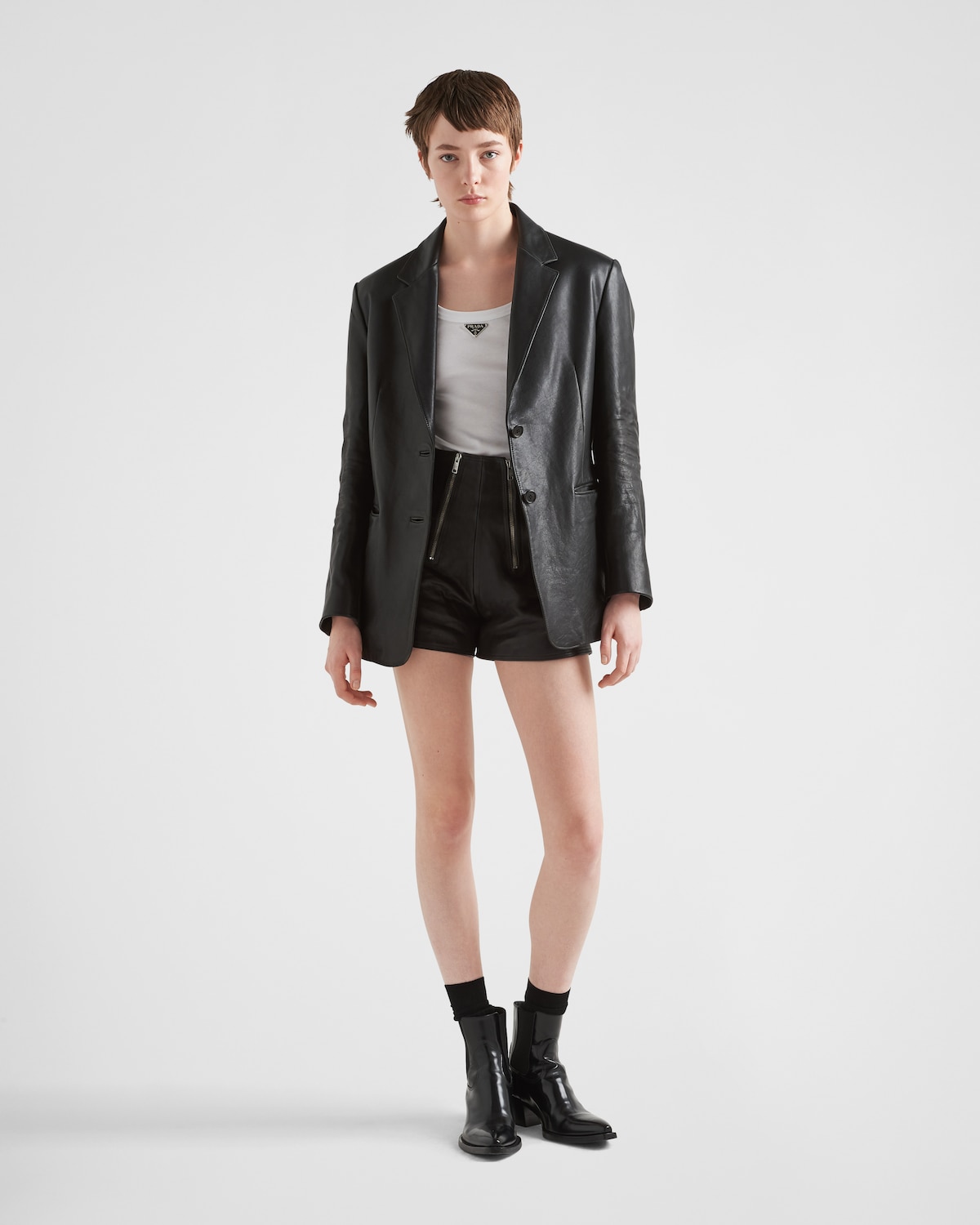 Black Leather Jacket PRADA