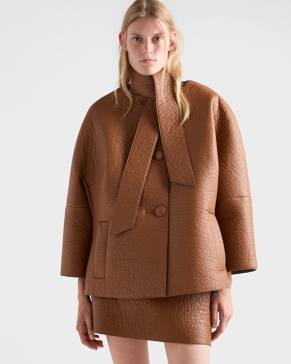 Veste en cuir nappa avec écharpe Veste en cuir nappa avec écharpe