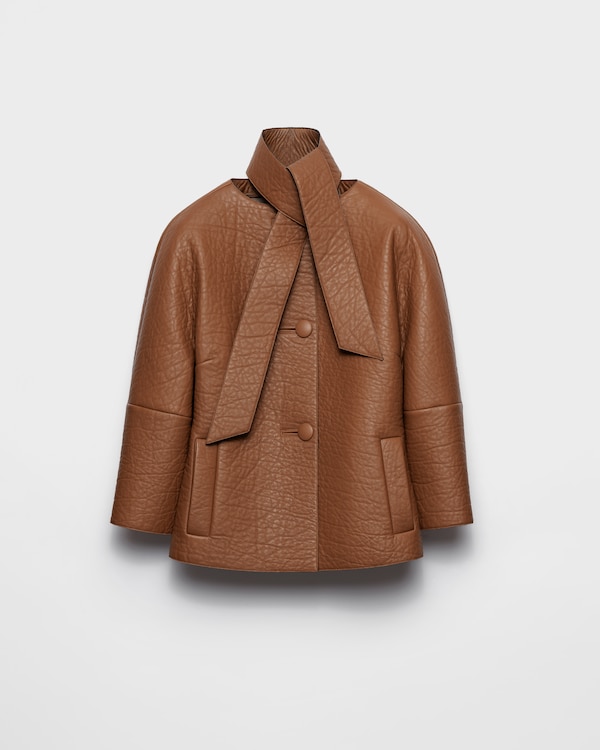 Veste en cuir nappa avec écharpe Veste en cuir nappa avec écharpe