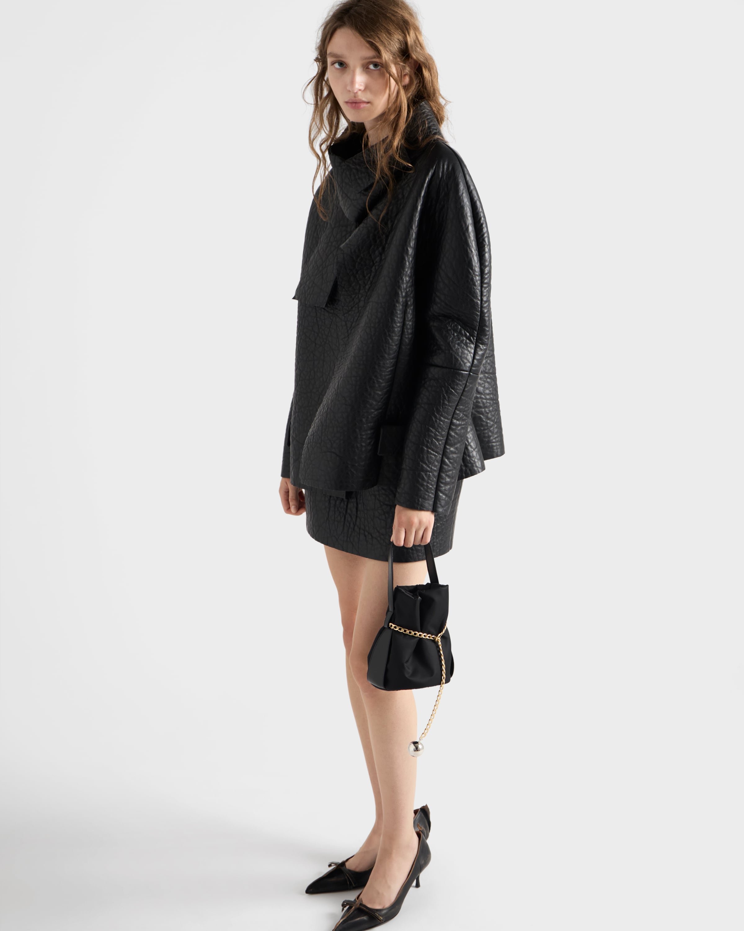 Prada Bonded Nappa Leather Jacket In Black