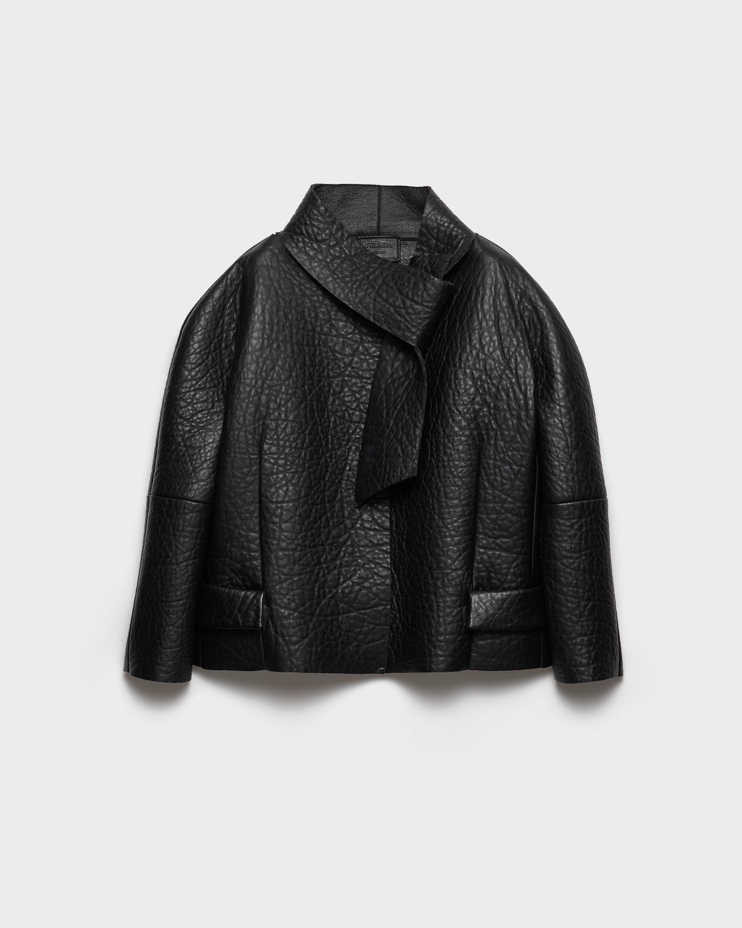 Prada Bonded Nappa Leather Jacket In Black